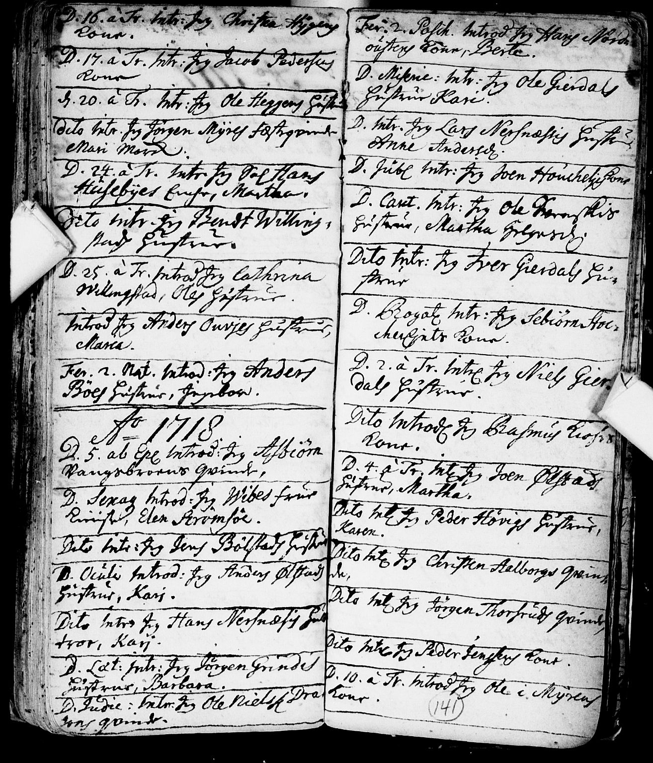 Røyken kirkebøker, SAKO/A-241/F/Fa/L0001: Parish register (official) no. 1, 1701-1730, p. 141