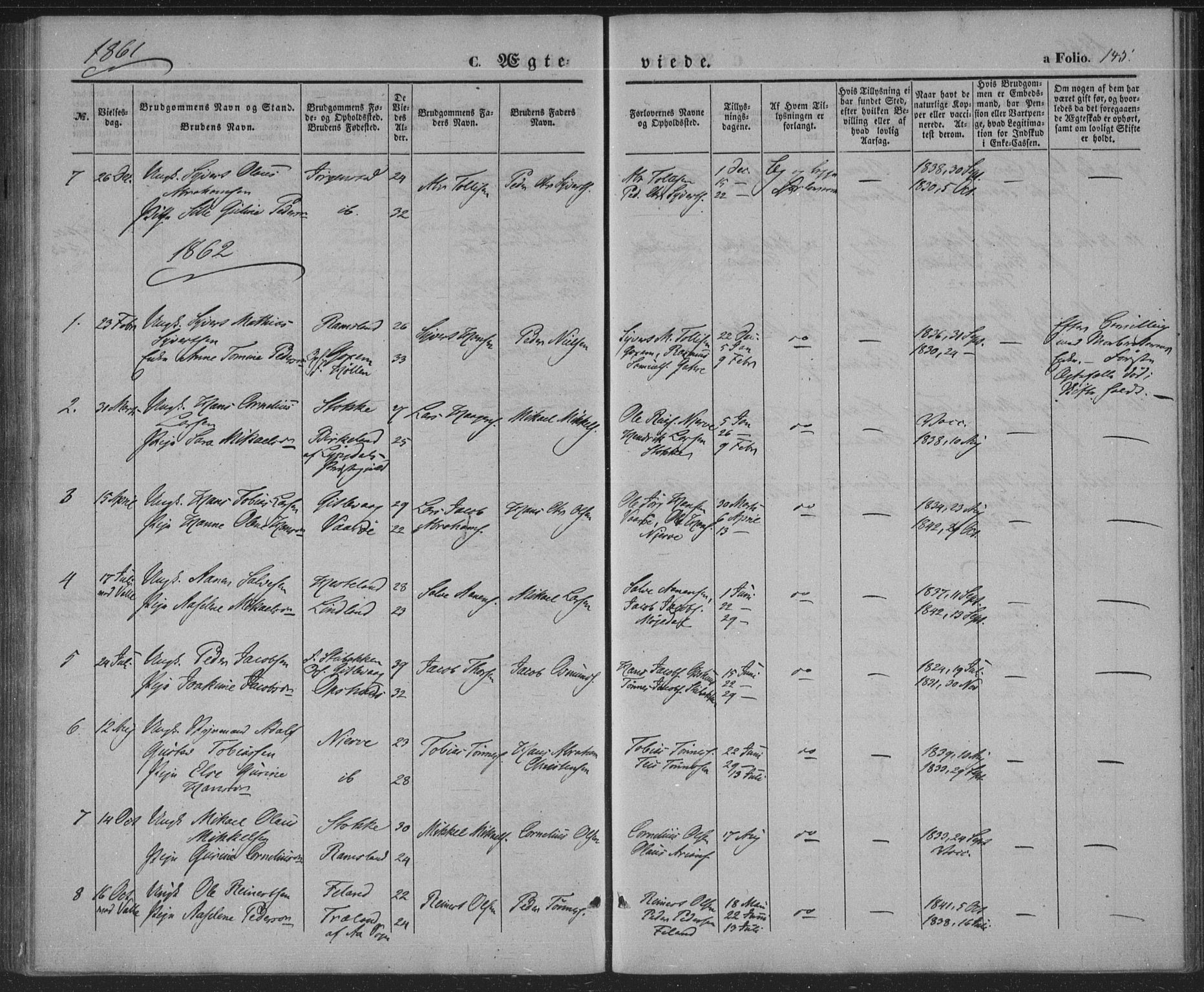 Sør-Audnedal sokneprestkontor, AV/SAK-1111-0039/F/Fa/Faa/L0002: Parish register (official) no. A 2, 1848-1867, p. 145