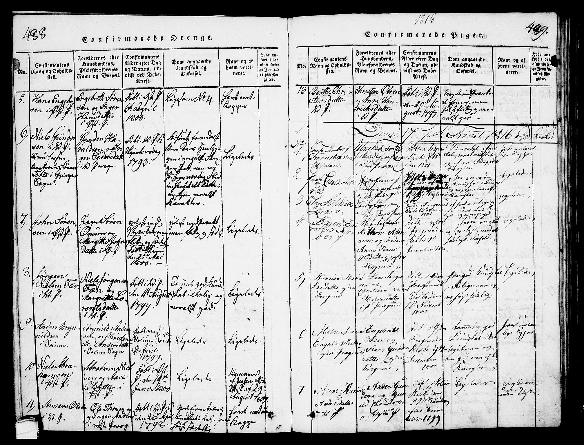Porsgrunn kirkebøker , SAKO/A-104/G/Gb/L0001: Parish register (copy) no. II 1, 1817-1828, p. 488-489