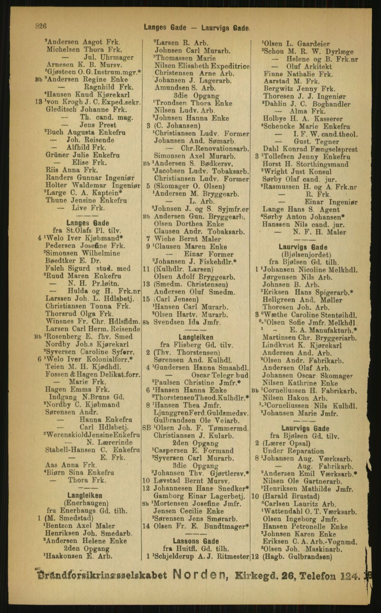 Kristiania/Oslo adressebok, PUBL/-, 1899, p. 826