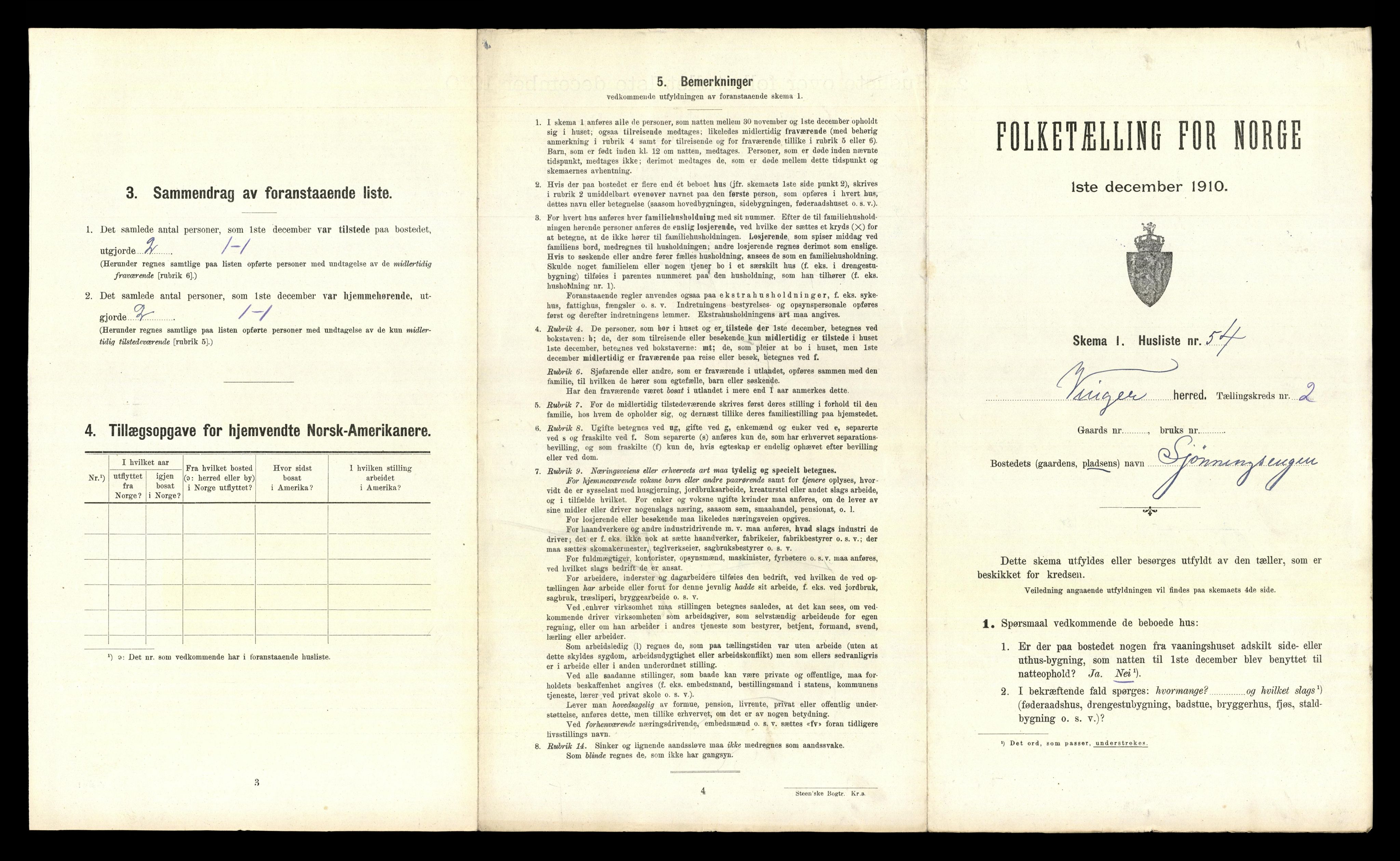 RA, 1910 census for Vinger, 1910, p. 211