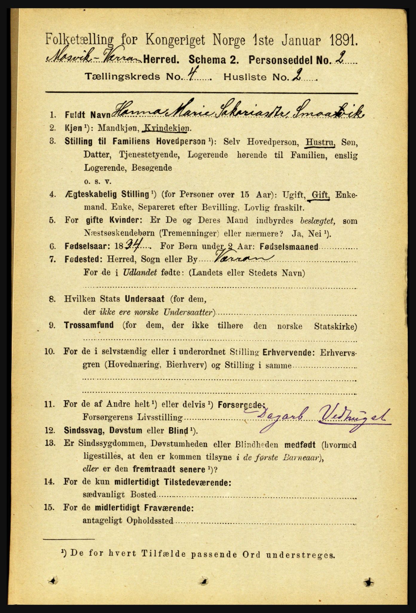 RA, 1891 census for 1723 Mosvik og Verran, 1891, p. 1402