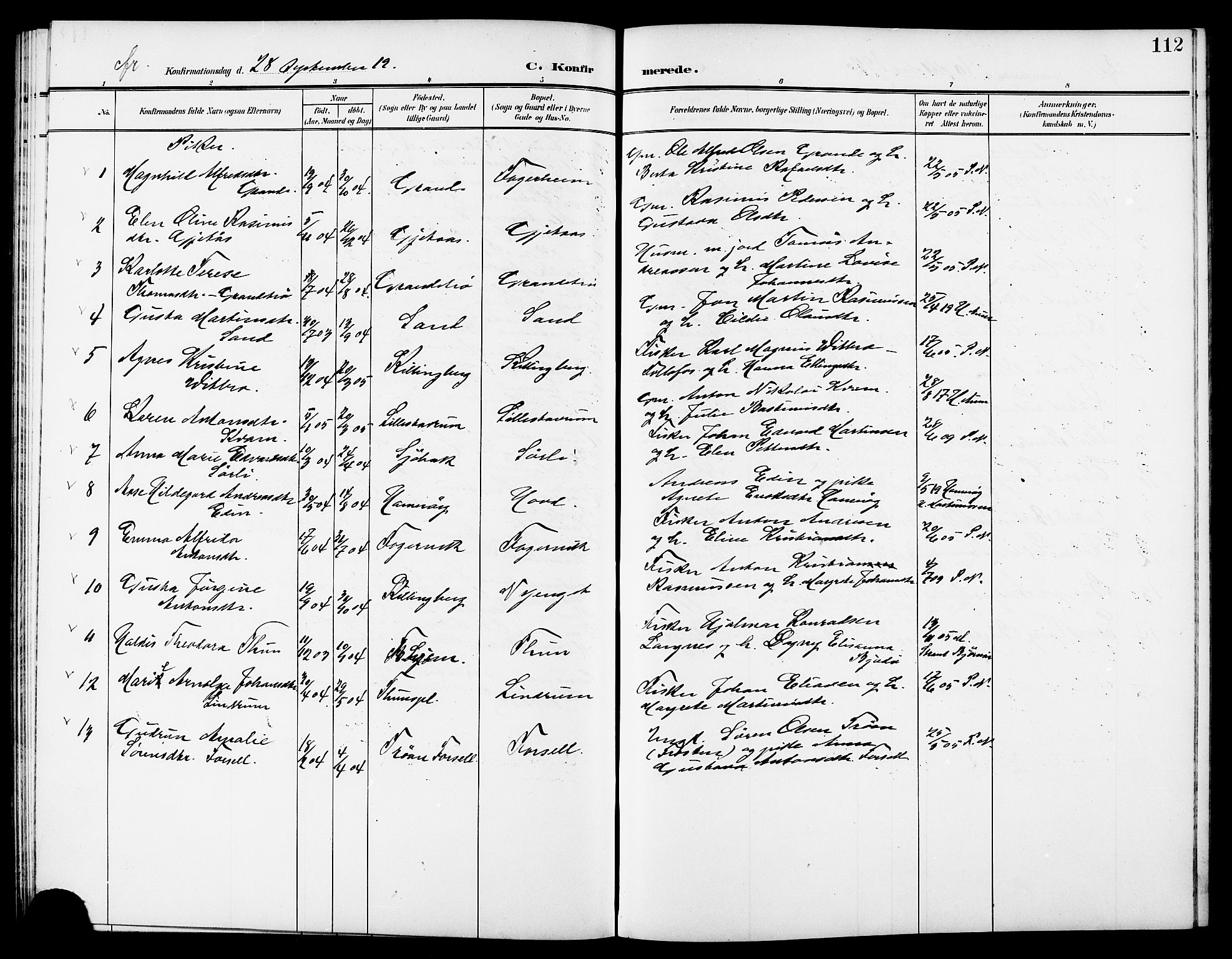 Ministerialprotokoller, klokkerbøker og fødselsregistre - Nord-Trøndelag, SAT/A-1458/744/L0424: Parish register (copy) no. 744C03, 1906-1923, p. 112