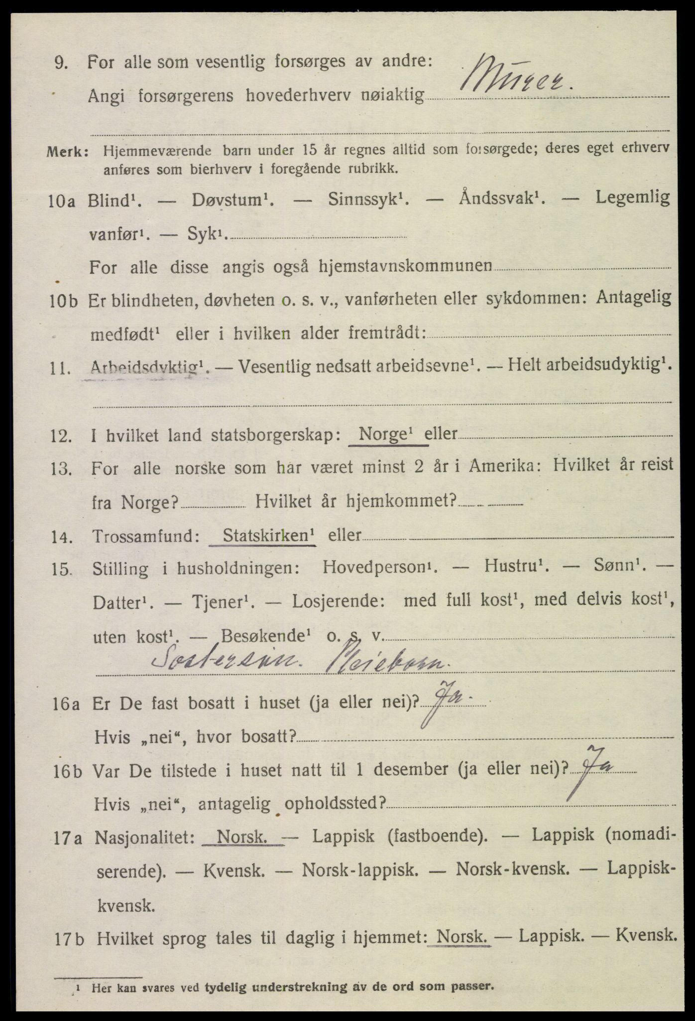 SAT, 1920 census for Mosvik, 1920, p. 1517