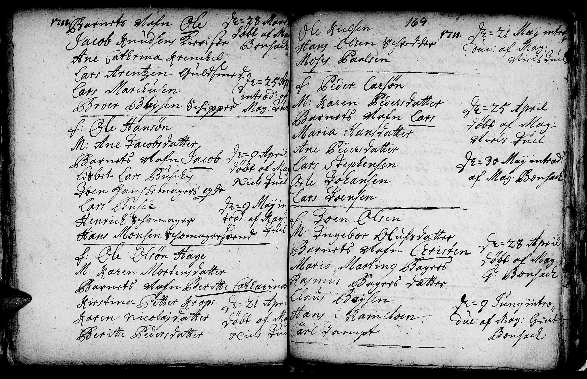 Ministerialprotokoller, klokkerbøker og fødselsregistre - Sør-Trøndelag, SAT/A-1456/601/L0034: Parish register (official) no. 601A02, 1702-1714, p. 169