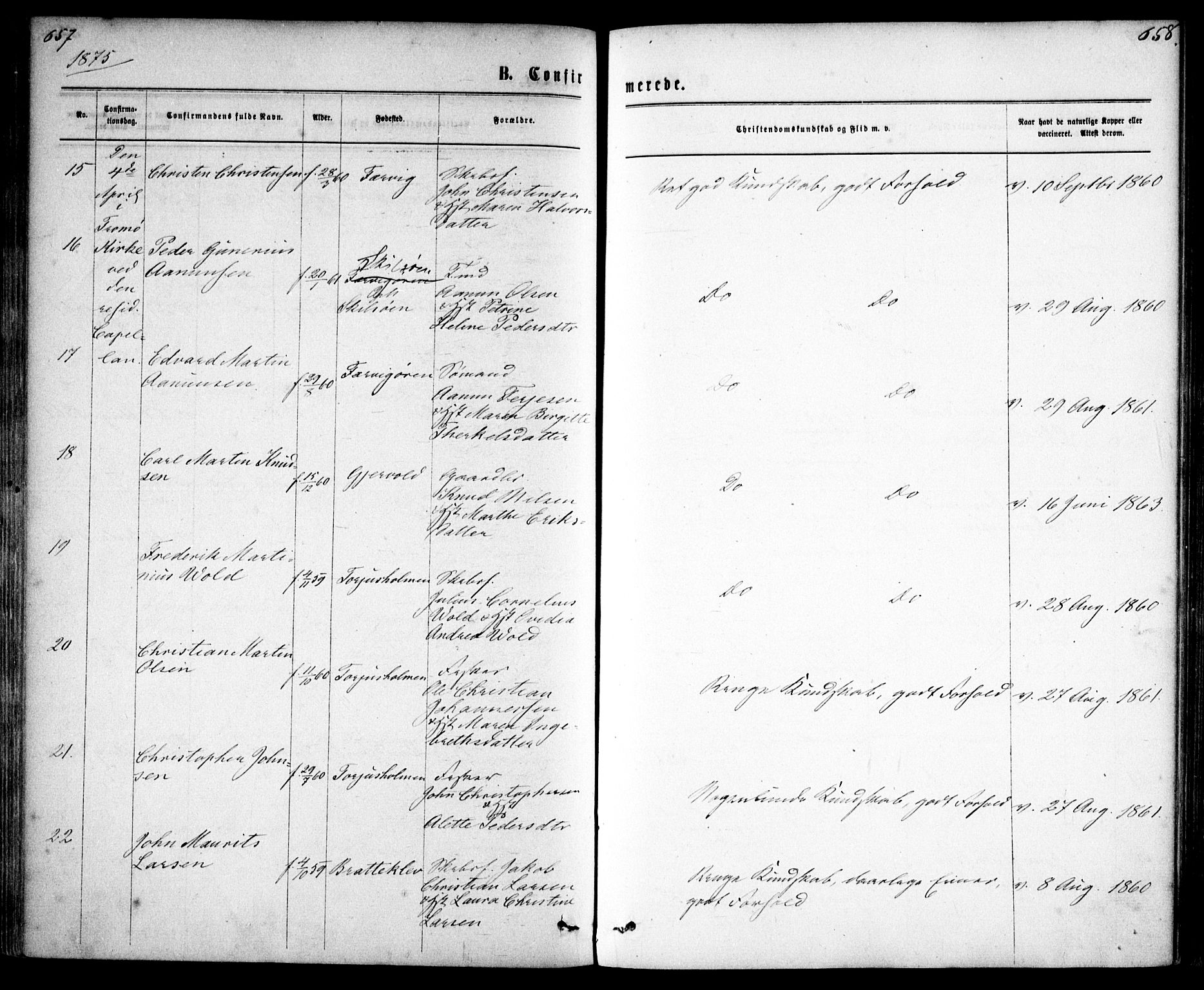 Tromøy sokneprestkontor, AV/SAK-1111-0041/F/Fa/L0008: Parish register (official) no. A 8, 1870-1877, p. 657-658