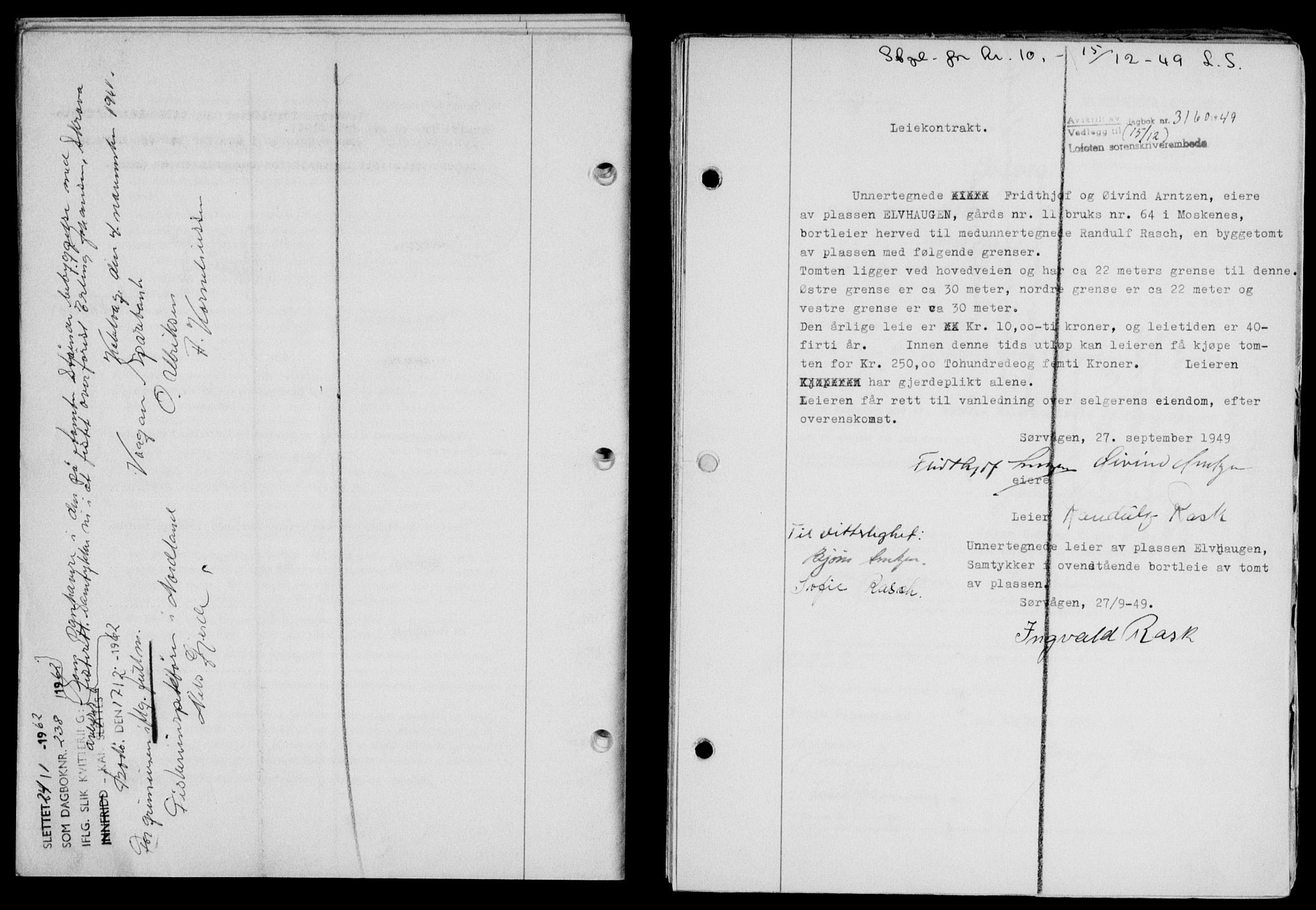 Lofoten sorenskriveri, SAT/A-0017/1/2/2C/L0022a: Mortgage book no. 22a, 1949-1950, Diary no: : 238/1949