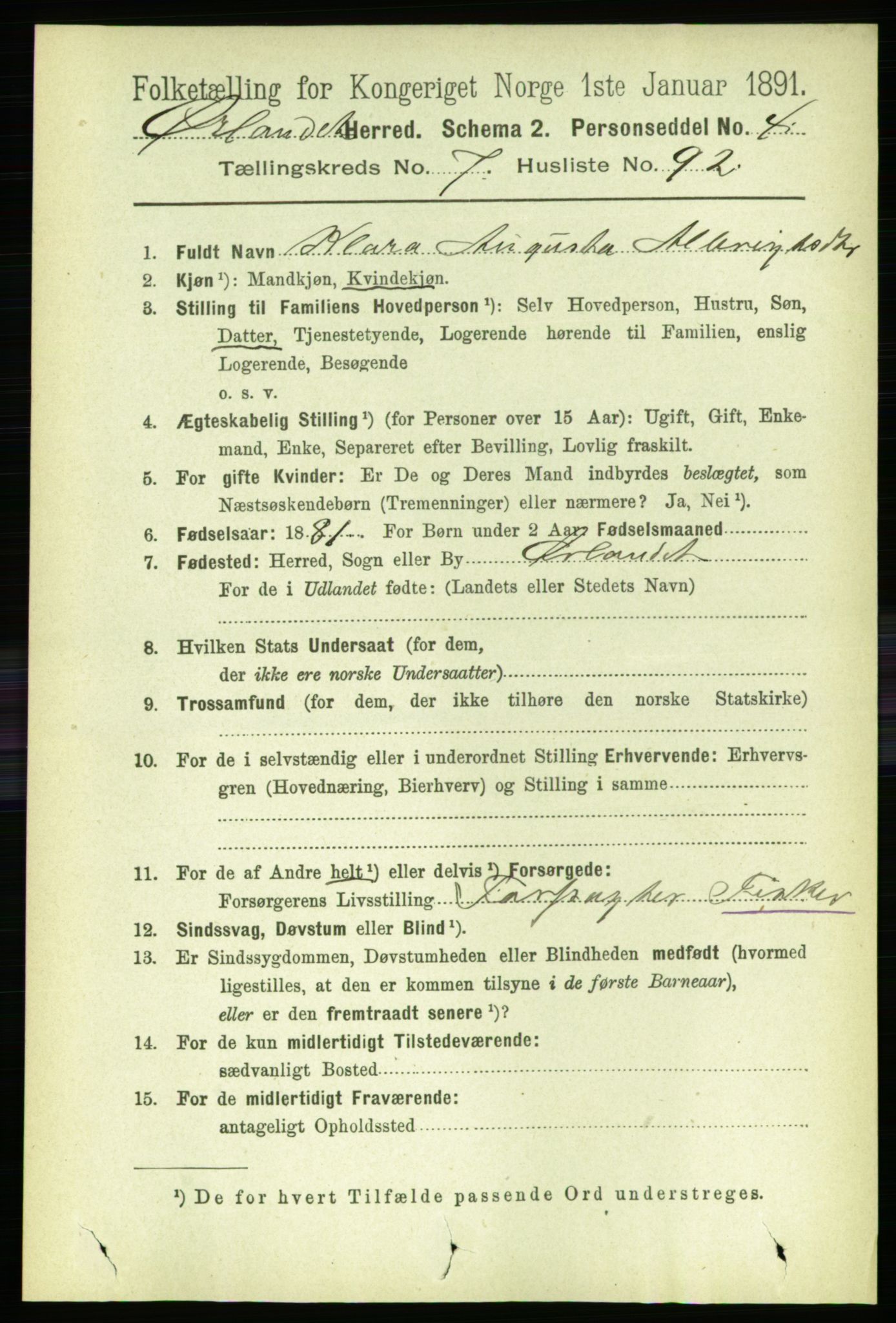 RA, 1891 census for 1621 Ørland, 1891, p. 3027