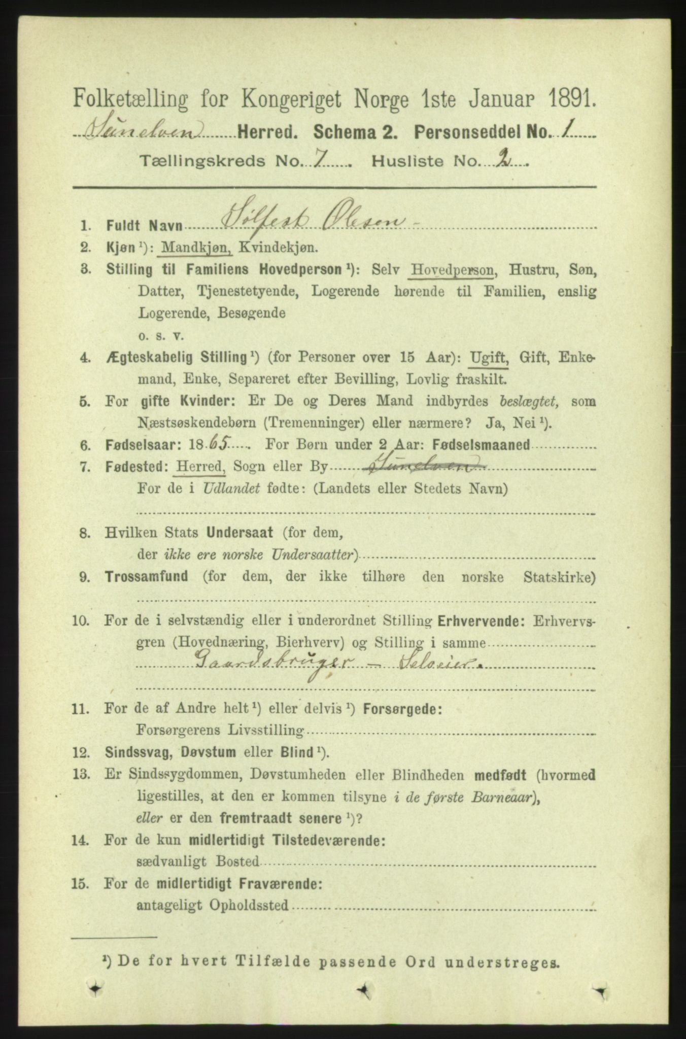 RA, 1891 census for 1523 Sunnylven, 1891, p. 1776