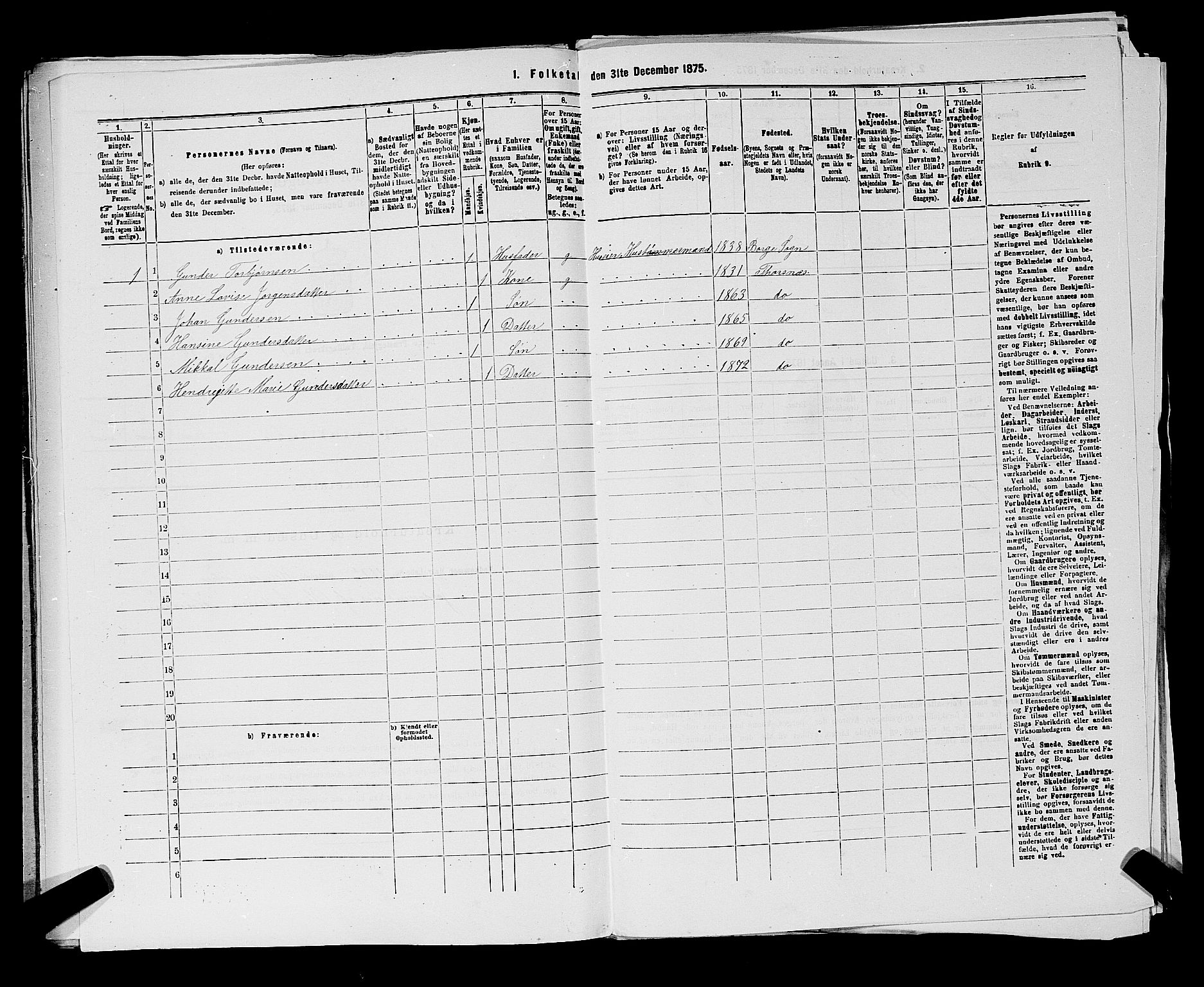 RA, 1875 census for 0113P Borge, 1875, p. 988