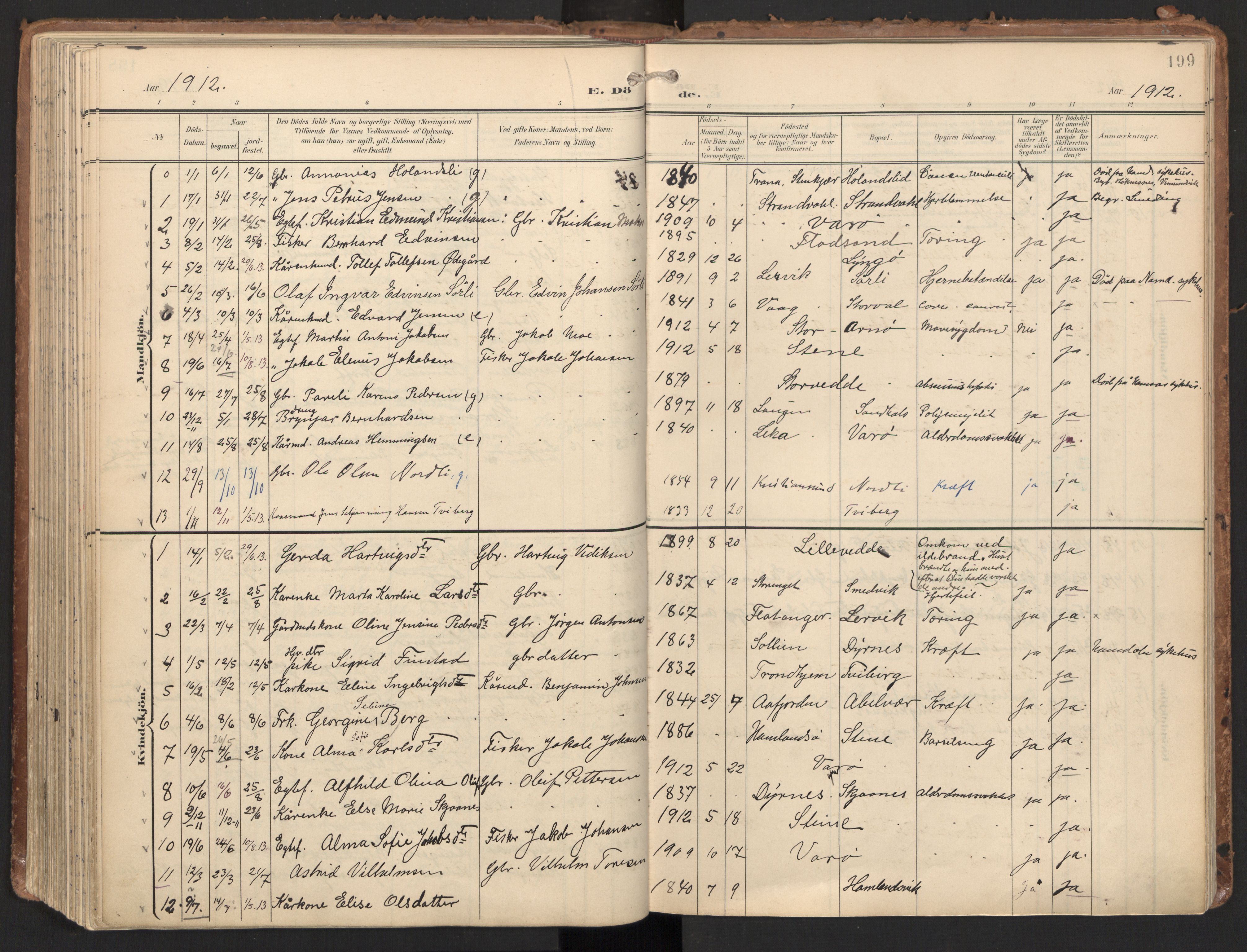 Ministerialprotokoller, klokkerbøker og fødselsregistre - Nord-Trøndelag, SAT/A-1458/784/L0677: Parish register (official) no. 784A12, 1900-1920, p. 199
