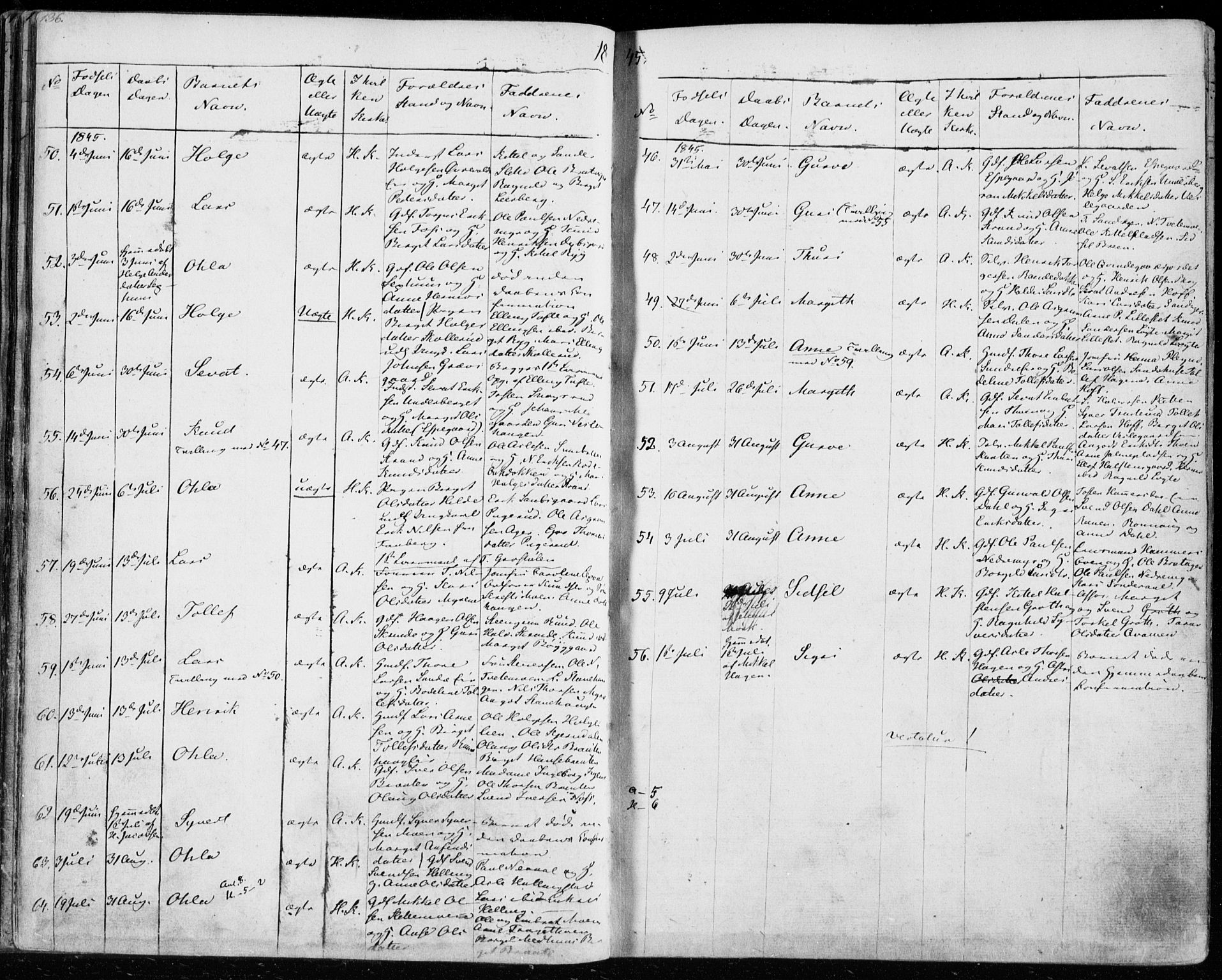 Ål kirkebøker, AV/SAKO-A-249/F/Fa/L0005: Parish register (official) no. I 5, 1825-1848, p. 136