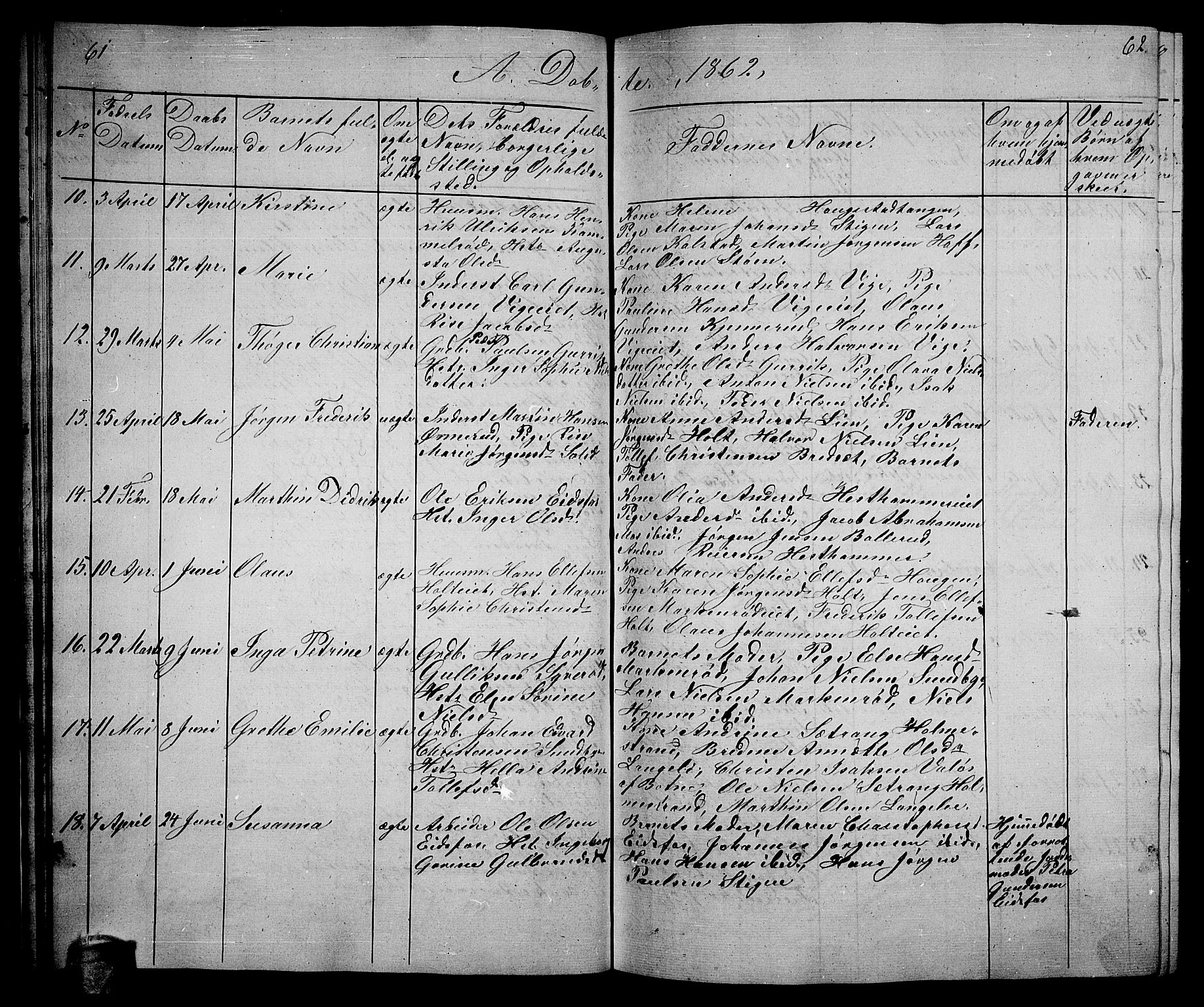 Hof kirkebøker, AV/SAKO-A-64/G/Ga/L0002: Parish register (copy) no. I 2, 1859-1873, p. 61-62