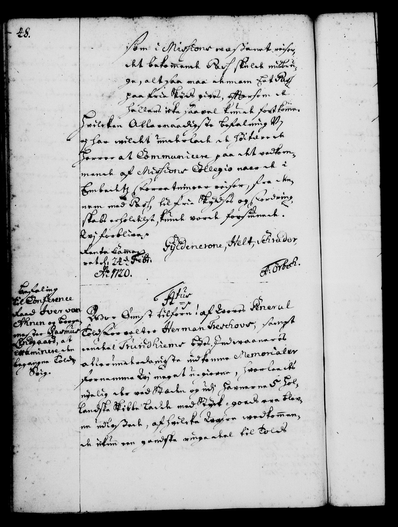 Rentekammeret, Kammerkanselliet, RA/EA-3111/G/Gg/Gga/L0001: Norsk ekspedisjonsprotokoll med register (merket RK 53.1), 1720-1723, p. 48