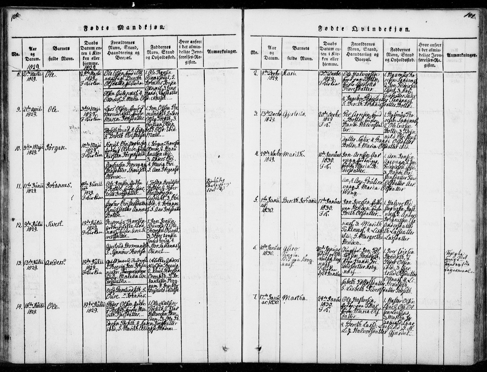 Ministerialprotokoller, klokkerbøker og fødselsregistre - Møre og Romsdal, SAT/A-1454/578/L0903: Parish register (official) no. 578A02, 1819-1838, p. 100-101