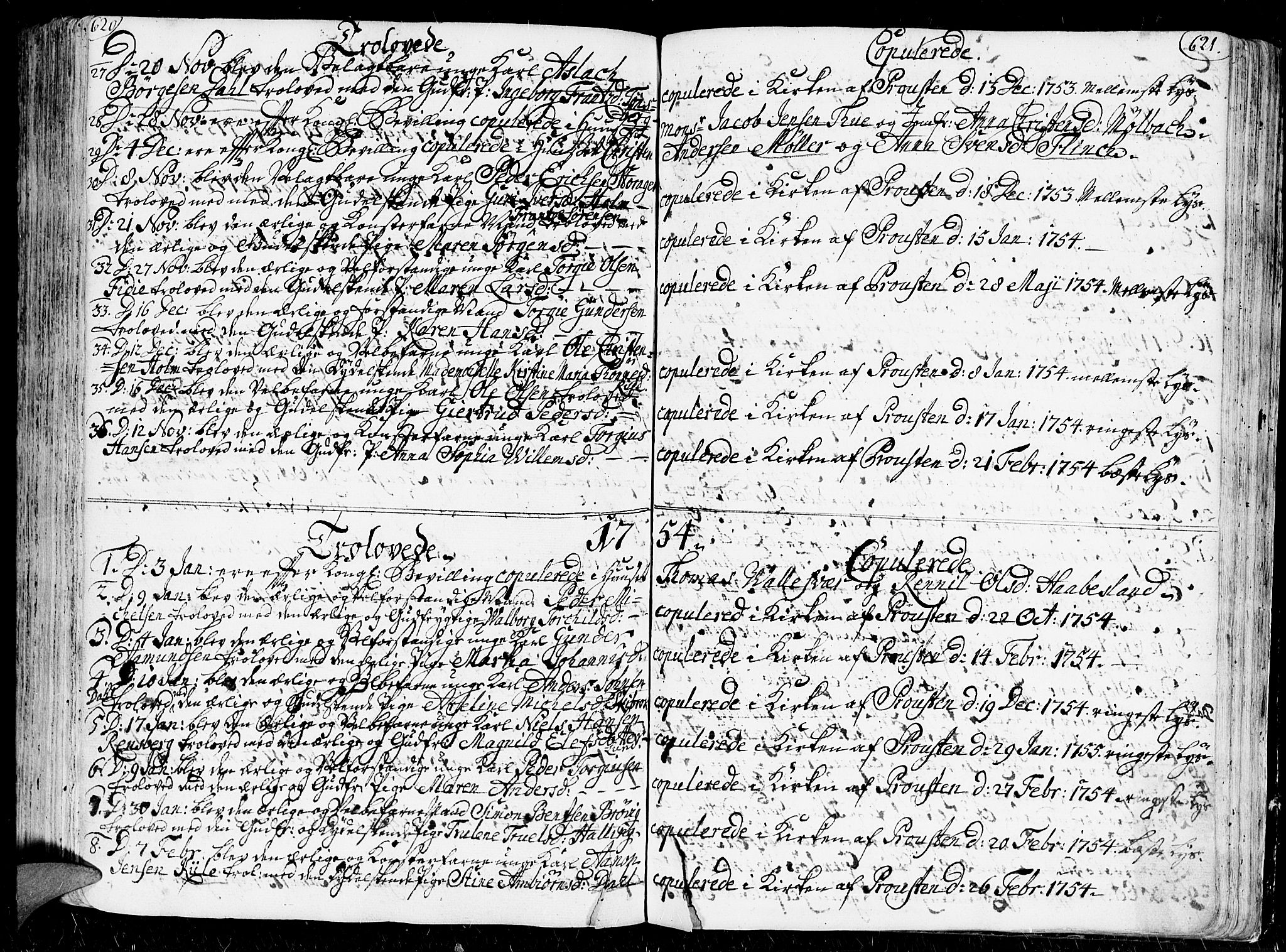 Kristiansand domprosti, SAK/1112-0006/F/Fa/L0001: Parish register (official) no. A 1, 1734-1793, p. 620-621
