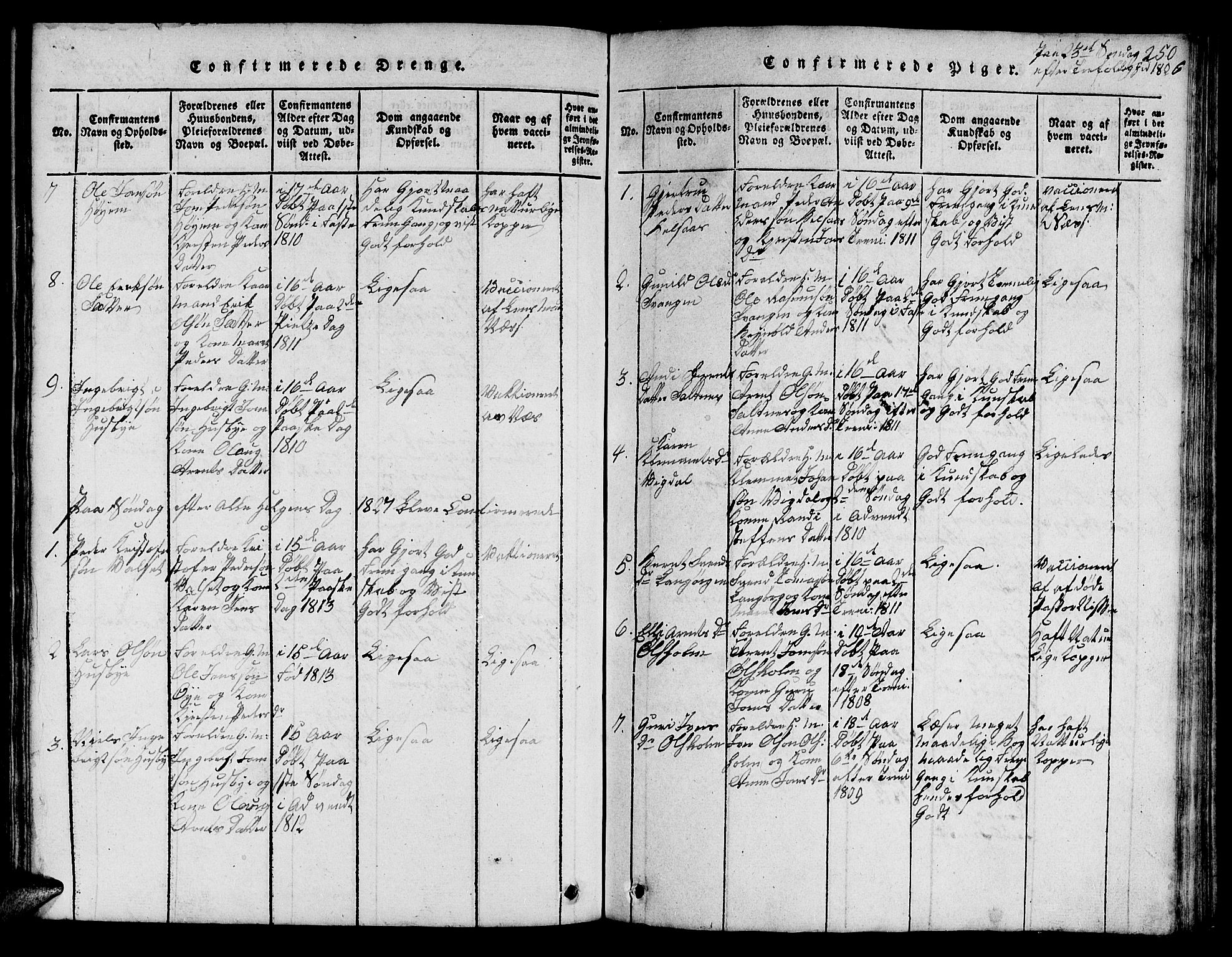 Ministerialprotokoller, klokkerbøker og fødselsregistre - Sør-Trøndelag, AV/SAT-A-1456/666/L0788: Parish register (copy) no. 666C01, 1816-1847, p. 250