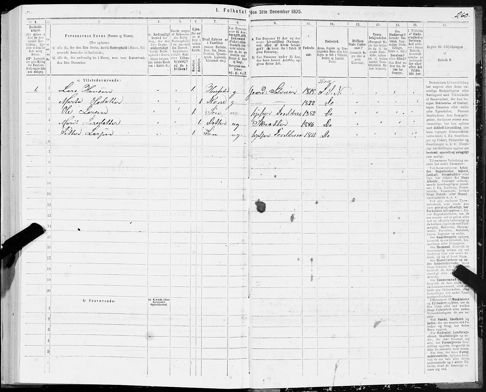 SAT, 1875 census for 1543P Nesset, 1875, p. 3260