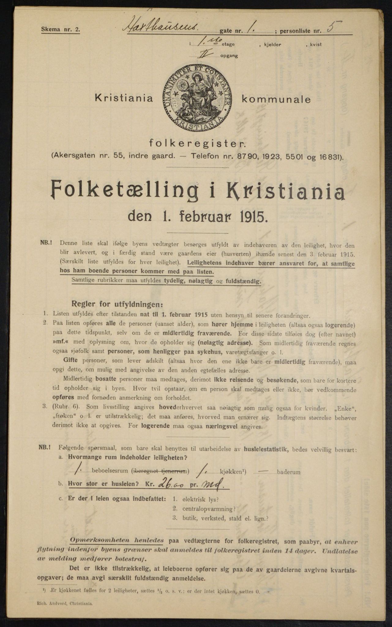 OBA, Municipal Census 1915 for Kristiania, 1915, p. 35117