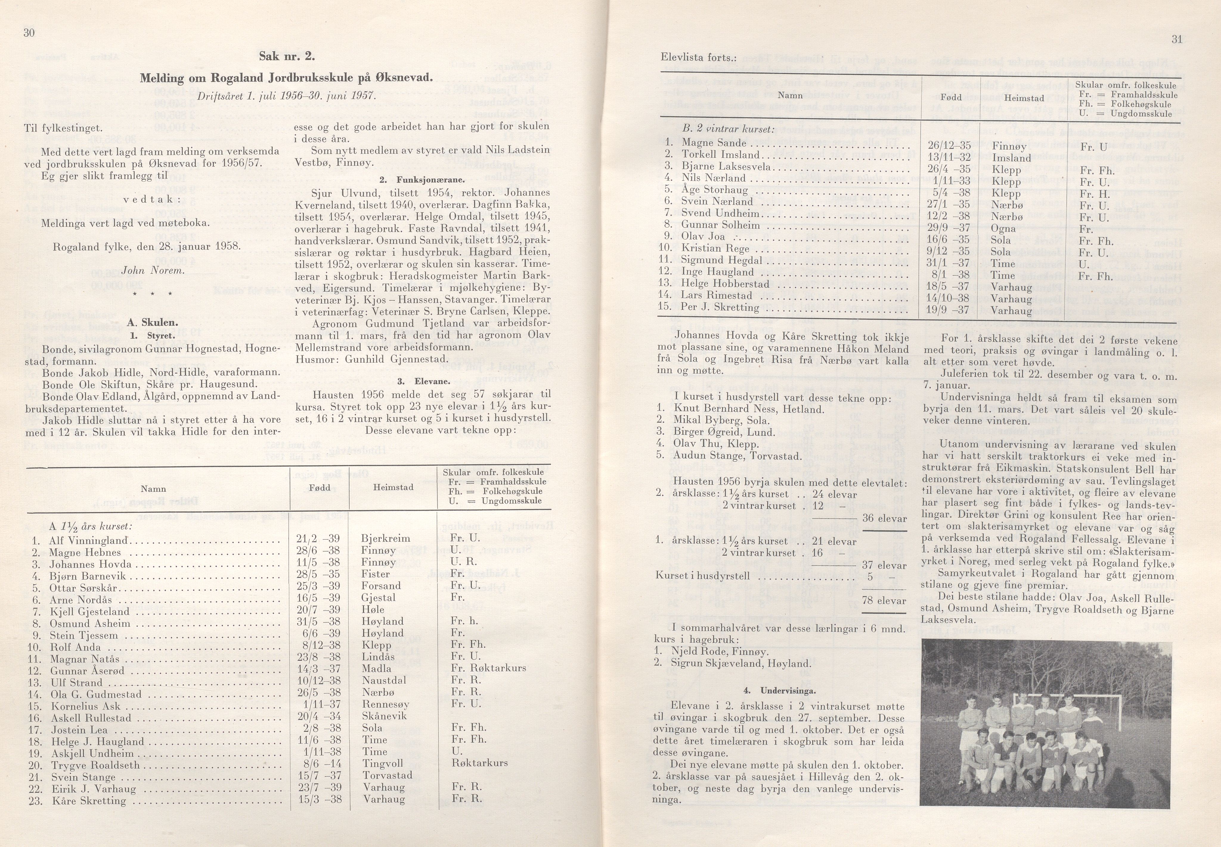 Rogaland fylkeskommune - Fylkesrådmannen , IKAR/A-900/A/Aa/Aaa/L0077: Møtebok , 1958, p. 30-31