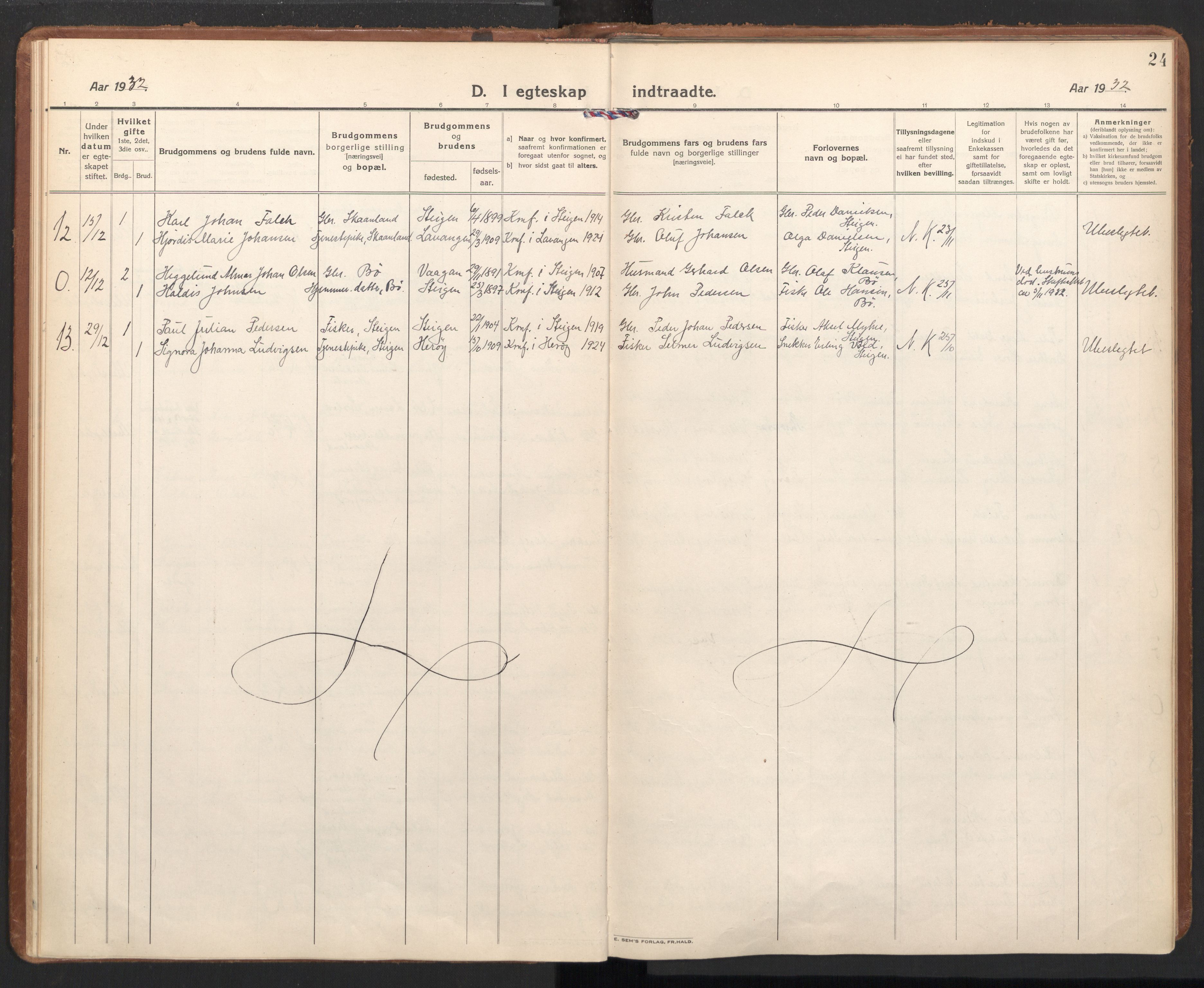 Ministerialprotokoller, klokkerbøker og fødselsregistre - Nordland, SAT/A-1459/855/L0809: Parish register (official) no. 855A18, 1921-1939, p. 24