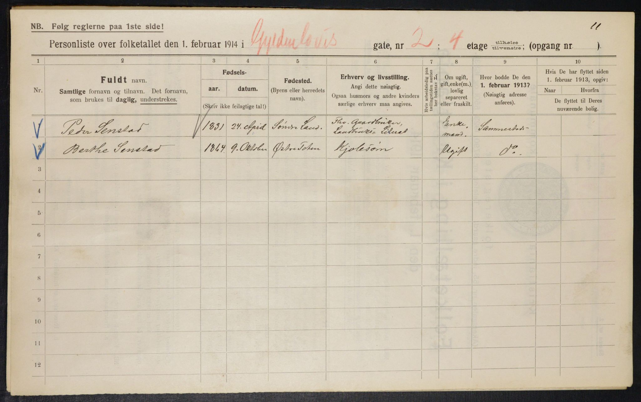 OBA, Municipal Census 1914 for Kristiania, 1914, p. 32550