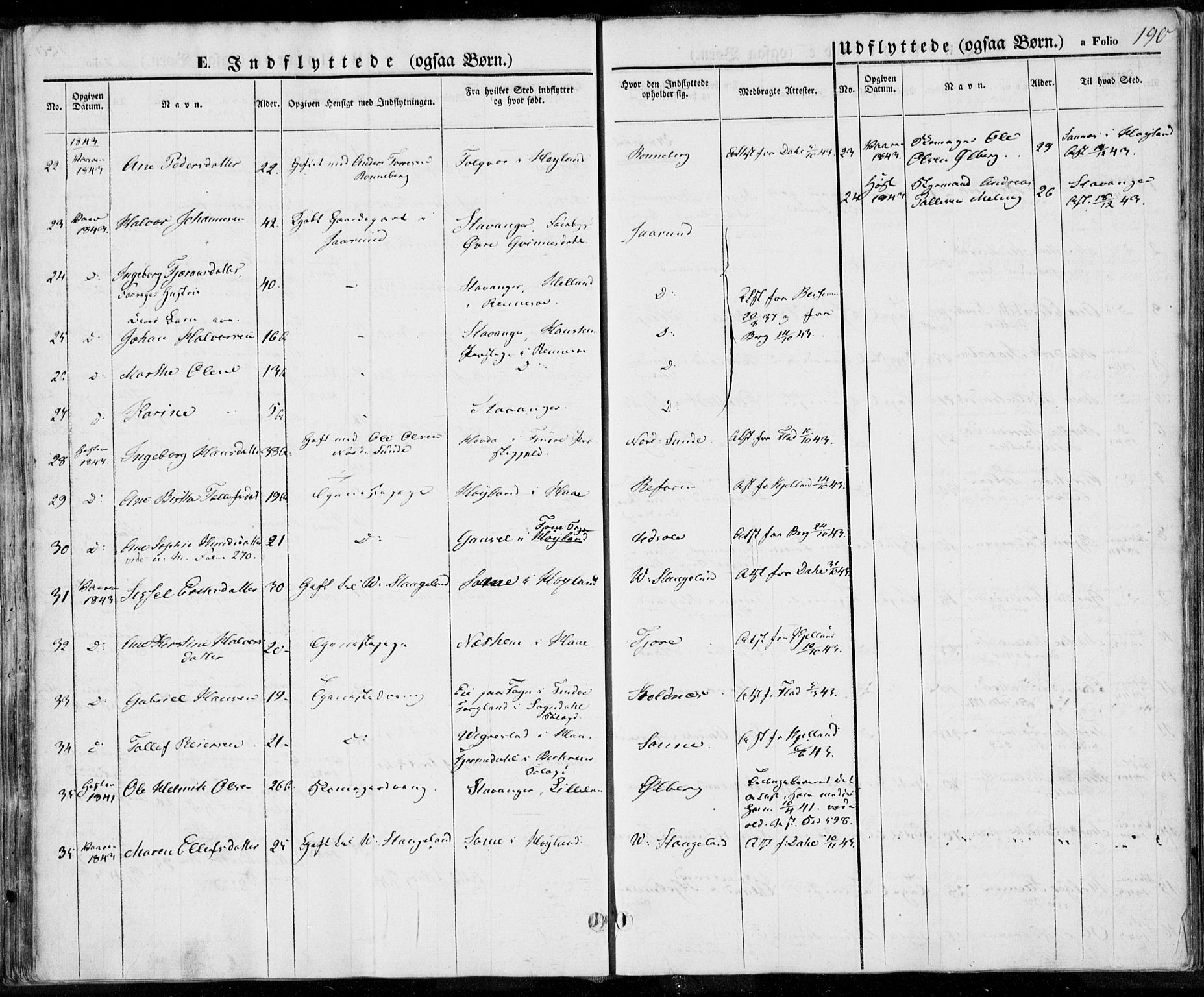 Håland sokneprestkontor, AV/SAST-A-101802/001/30BA/L0006: Parish register (official) no. A 6, 1842-1853, p. 190