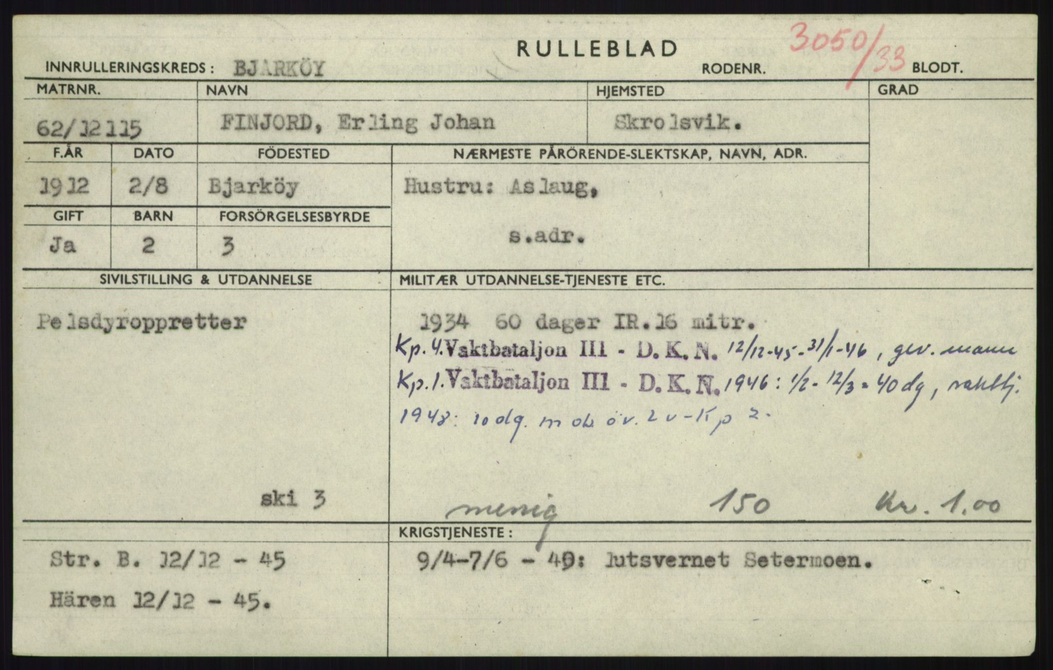 Forsvaret, Troms infanteriregiment nr. 16, AV/RA-RAFA-3146/P/Pa/L0017: Rulleblad for regimentets menige mannskaper, årsklasse 1933, 1933, p. 289