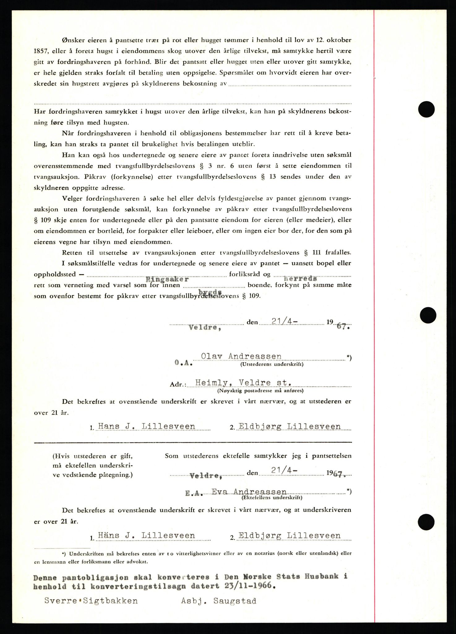 Nord-Hedmark sorenskriveri, SAH/TING-012/H/Hb/Hbf/L0071: Mortgage book no. B71, 1967-1967, Diary no: : 1843/1967