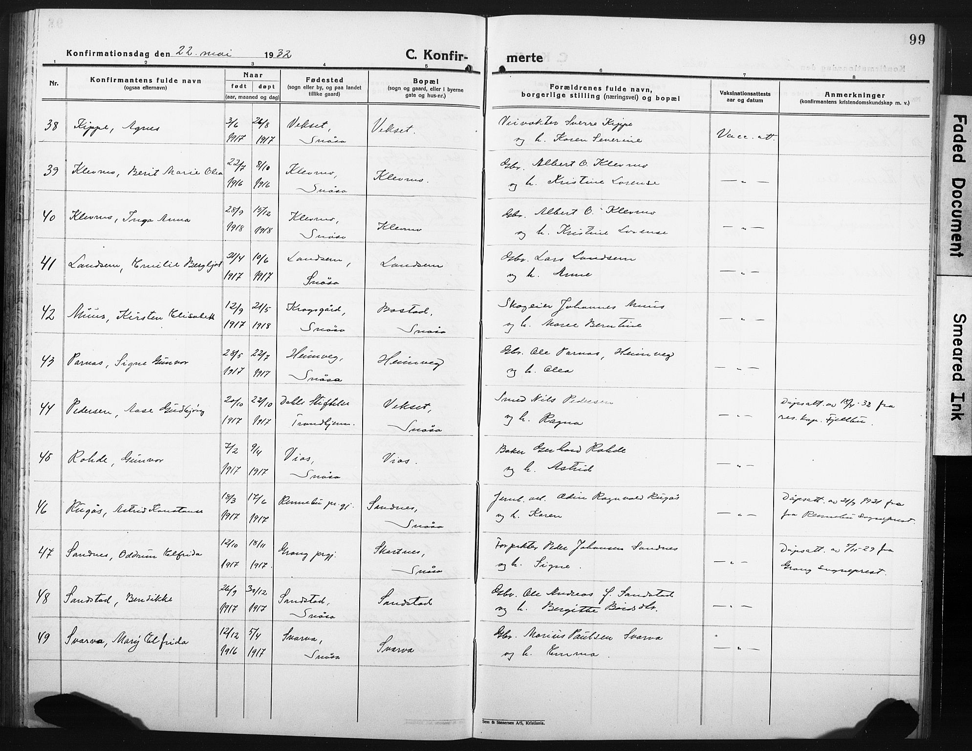 Ministerialprotokoller, klokkerbøker og fødselsregistre - Nord-Trøndelag, SAT/A-1458/749/L0480: Parish register (copy) no. 749C02, 1924-1932, p. 99