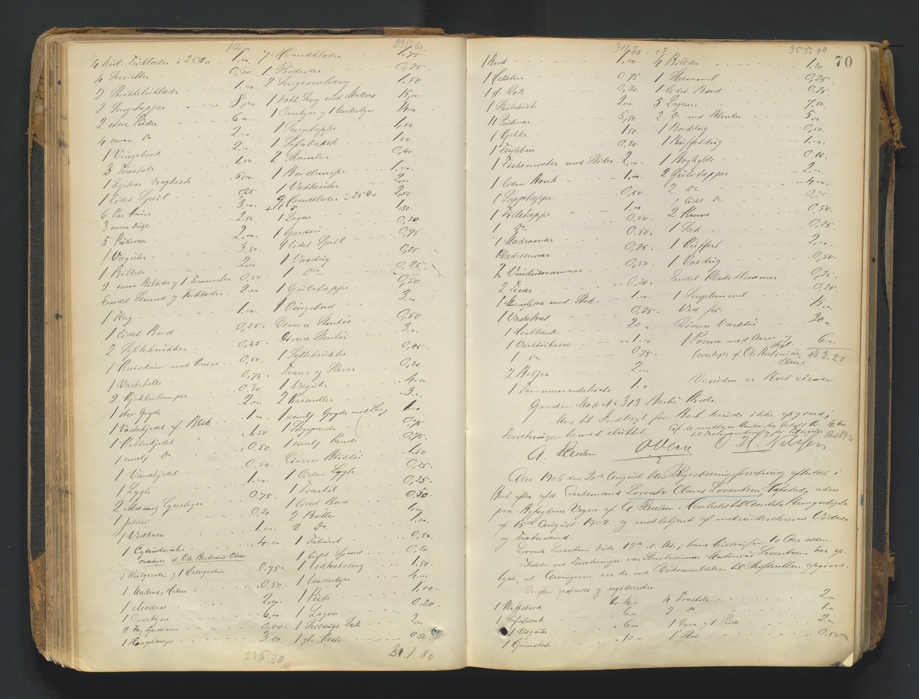 Arendal byfogd, AV/SAK-1222-0001/H/Hc/L0037: Skifteregistreringsprotokoll nr. 35, 1903-1926, p. 69b-70a