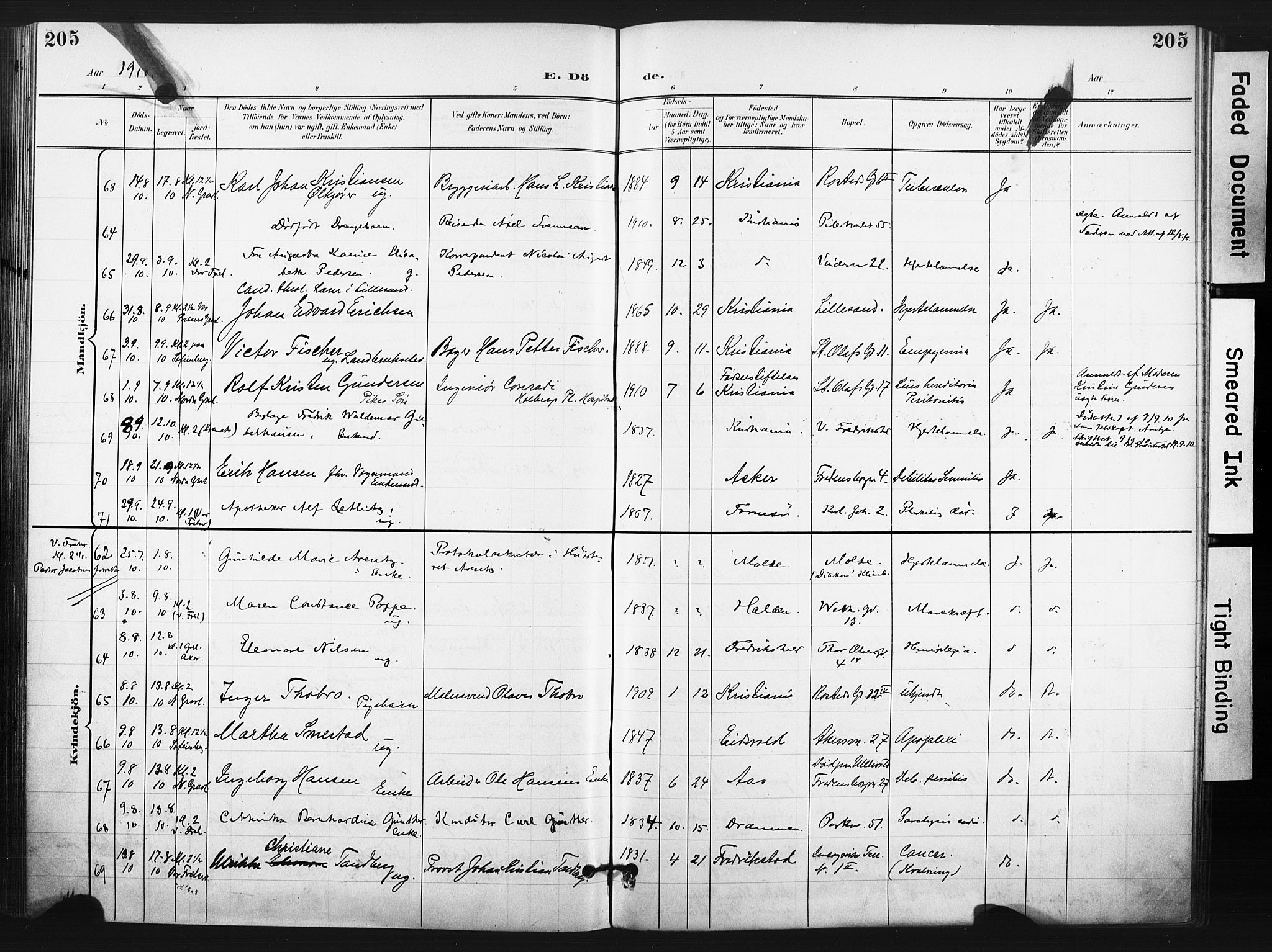 Trefoldighet prestekontor Kirkebøker, SAO/A-10882/F/Fd/L0004: Parish register (official) no. IV 4, 1897-1912, p. 205