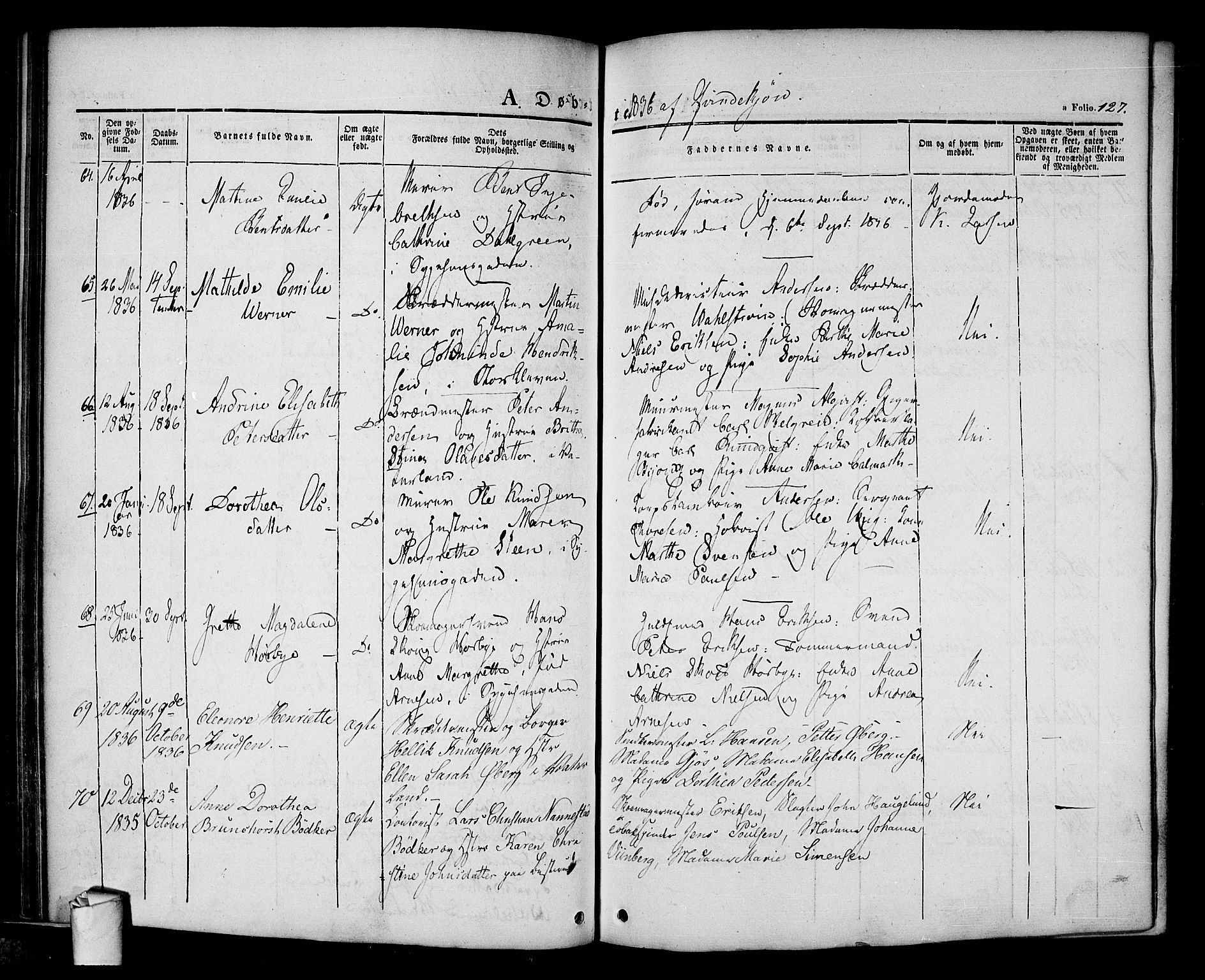 Halden prestekontor Kirkebøker, AV/SAO-A-10909/F/Fa/L0005: Parish register (official) no. I 5, 1834-1845, p. 127