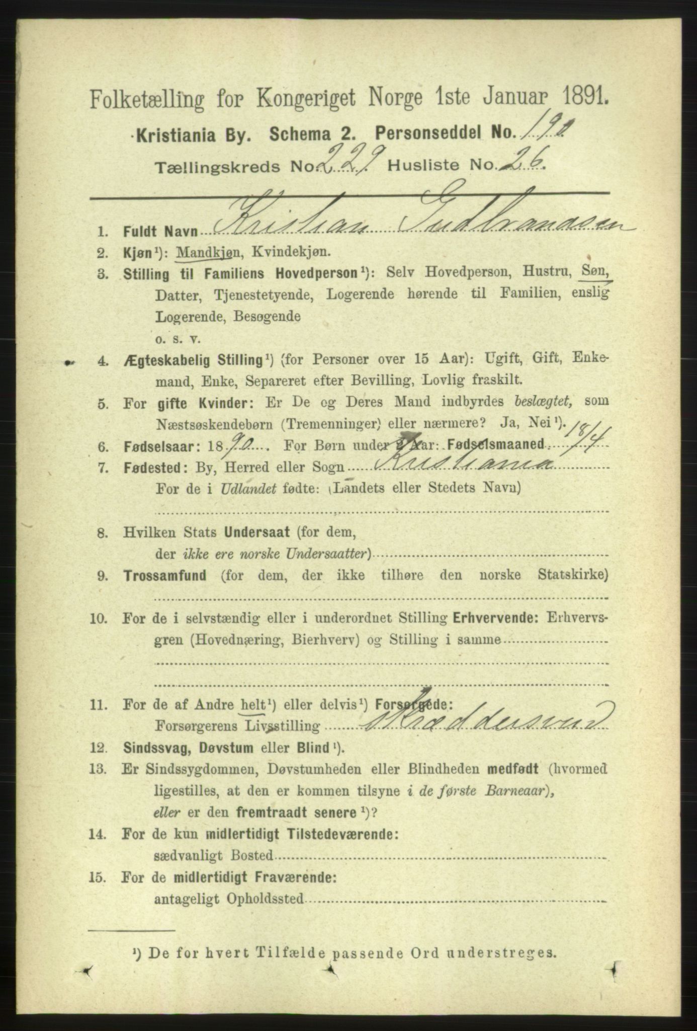 RA, 1891 census for 0301 Kristiania, 1891, p. 141340