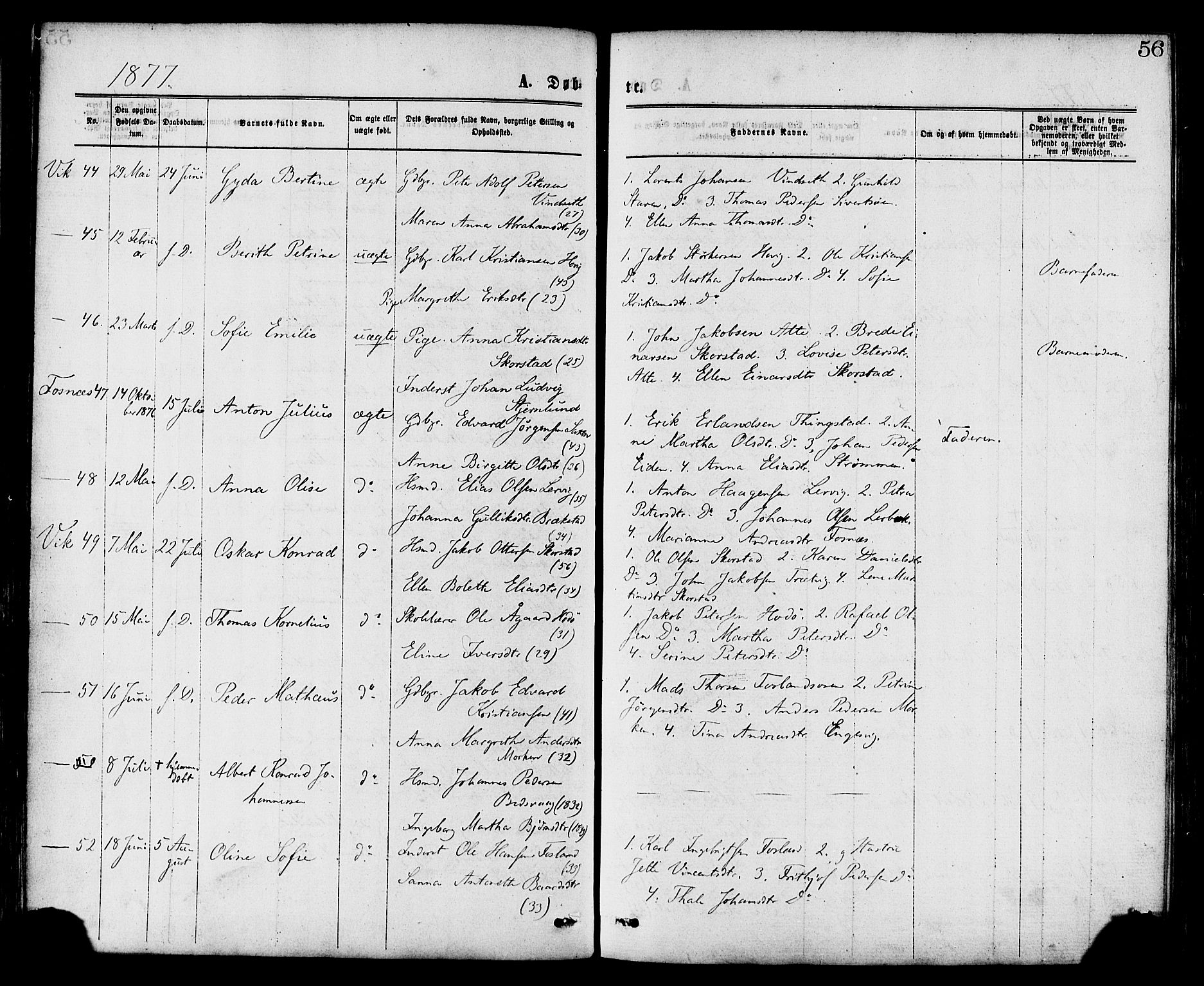 Ministerialprotokoller, klokkerbøker og fødselsregistre - Nord-Trøndelag, AV/SAT-A-1458/773/L0616: Parish register (official) no. 773A07, 1870-1887, p. 56