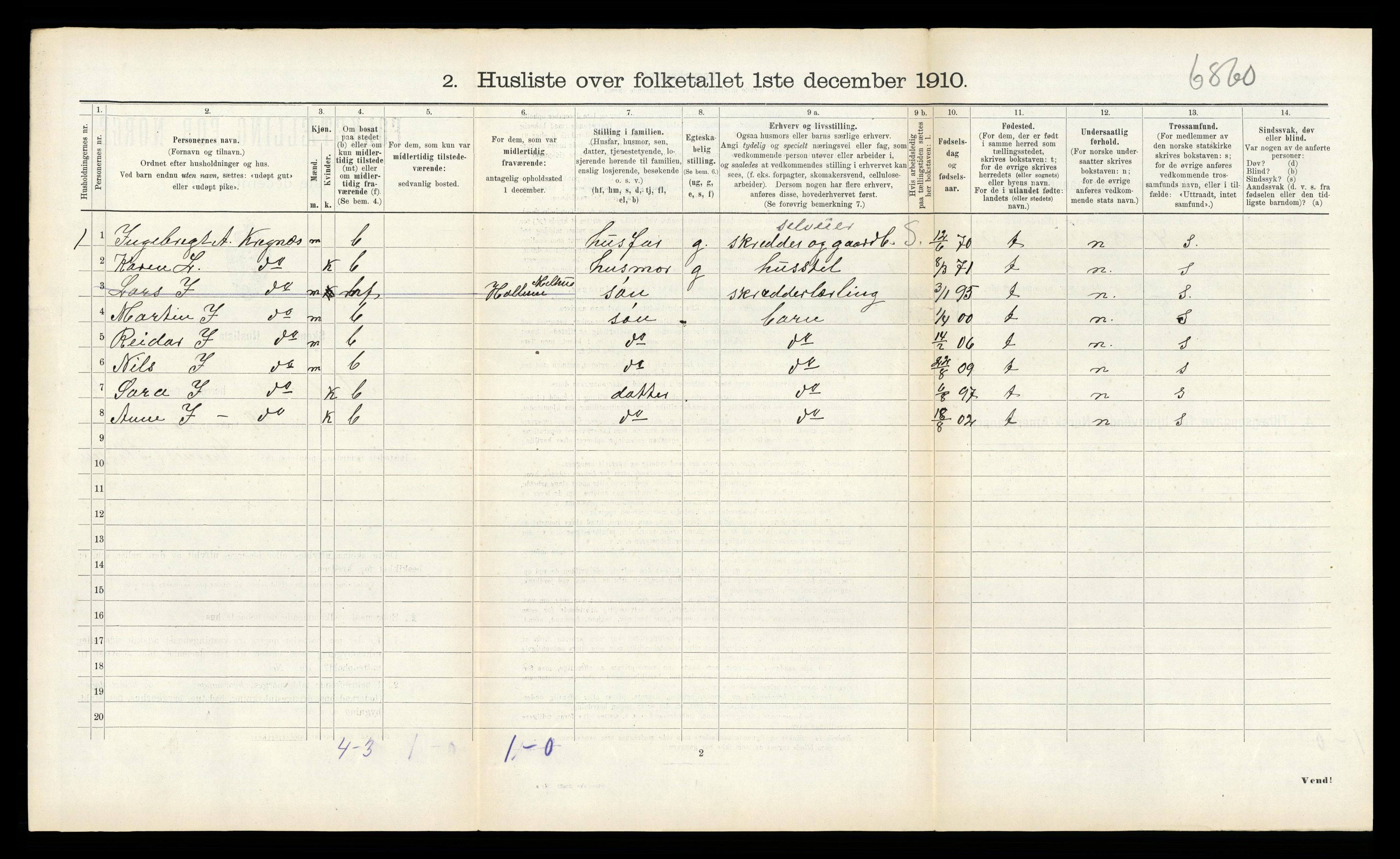 RA, 1910 census for Melhus, 1910, p. 507