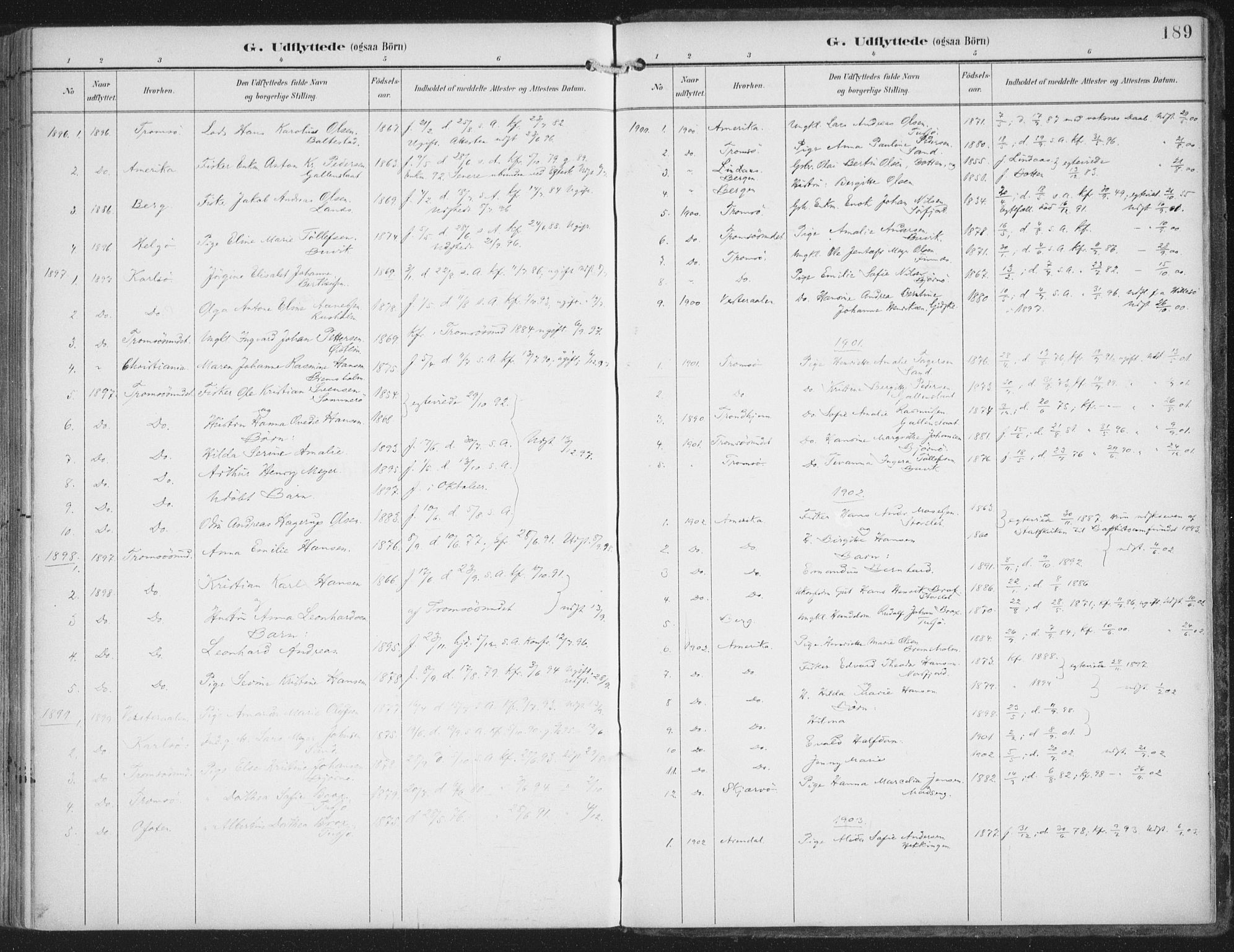Lenvik sokneprestembete, SATØ/S-1310/H/Ha/Haa/L0015kirke: Parish register (official) no. 15, 1896-1915, p. 189