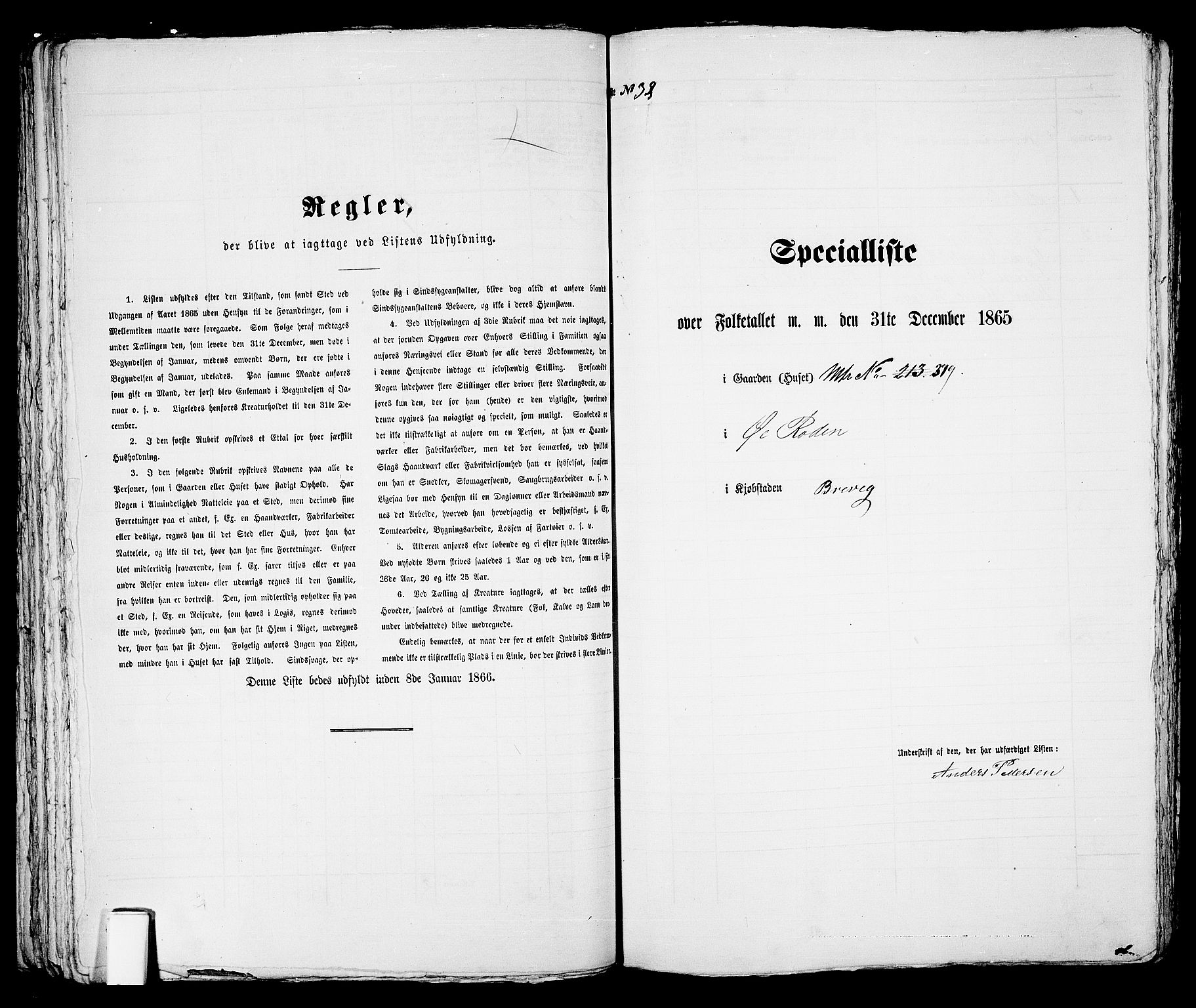 RA, 1865 census for Brevik, 1865, p. 86