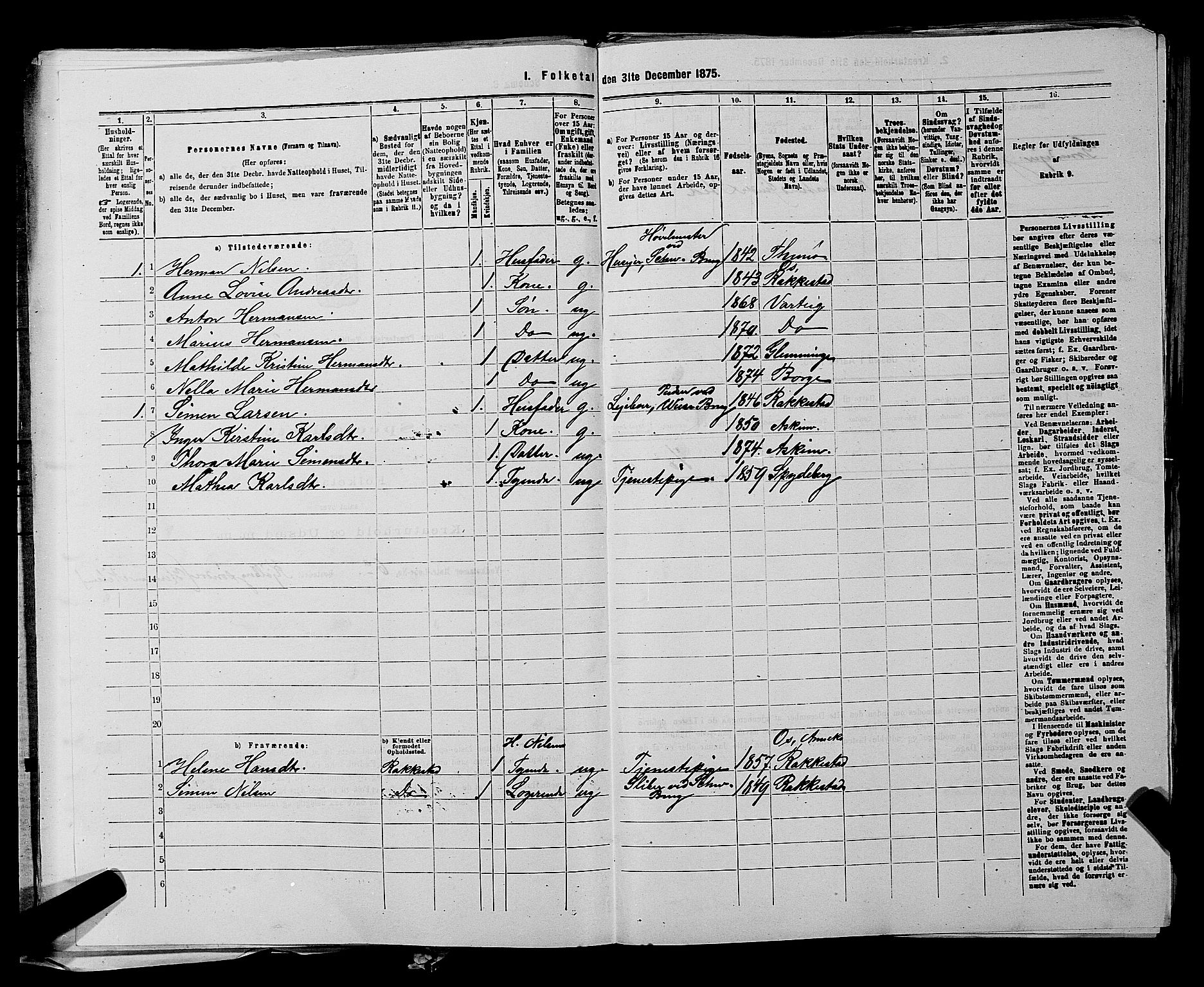 RA, 1875 census for 0113P Borge, 1875, p. 231