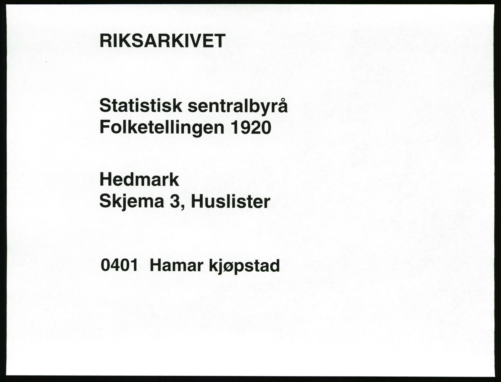 SAH, 1920 census for Hamar, 1920, p. 33