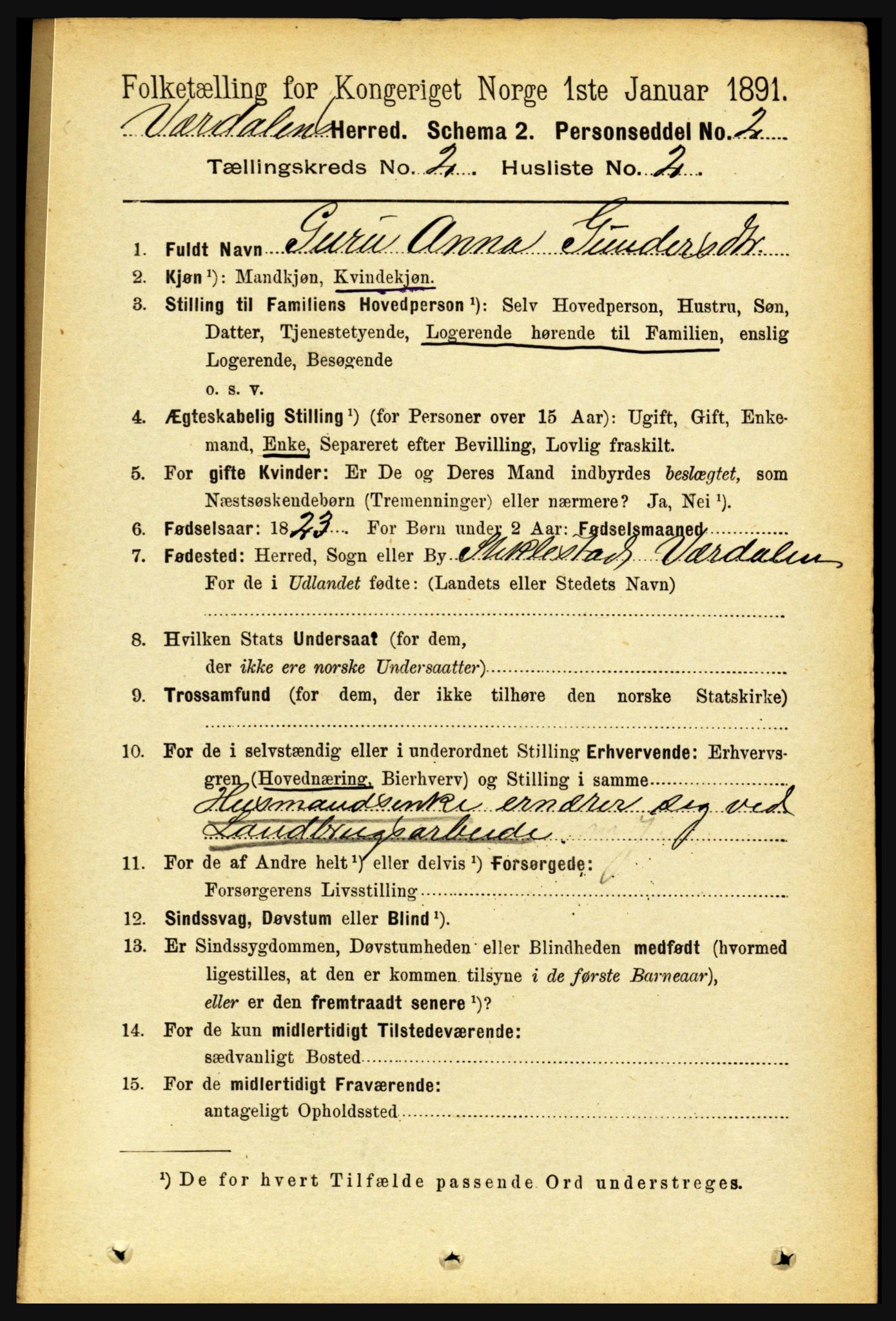 RA, 1891 census for 1721 Verdal, 1891, p. 793