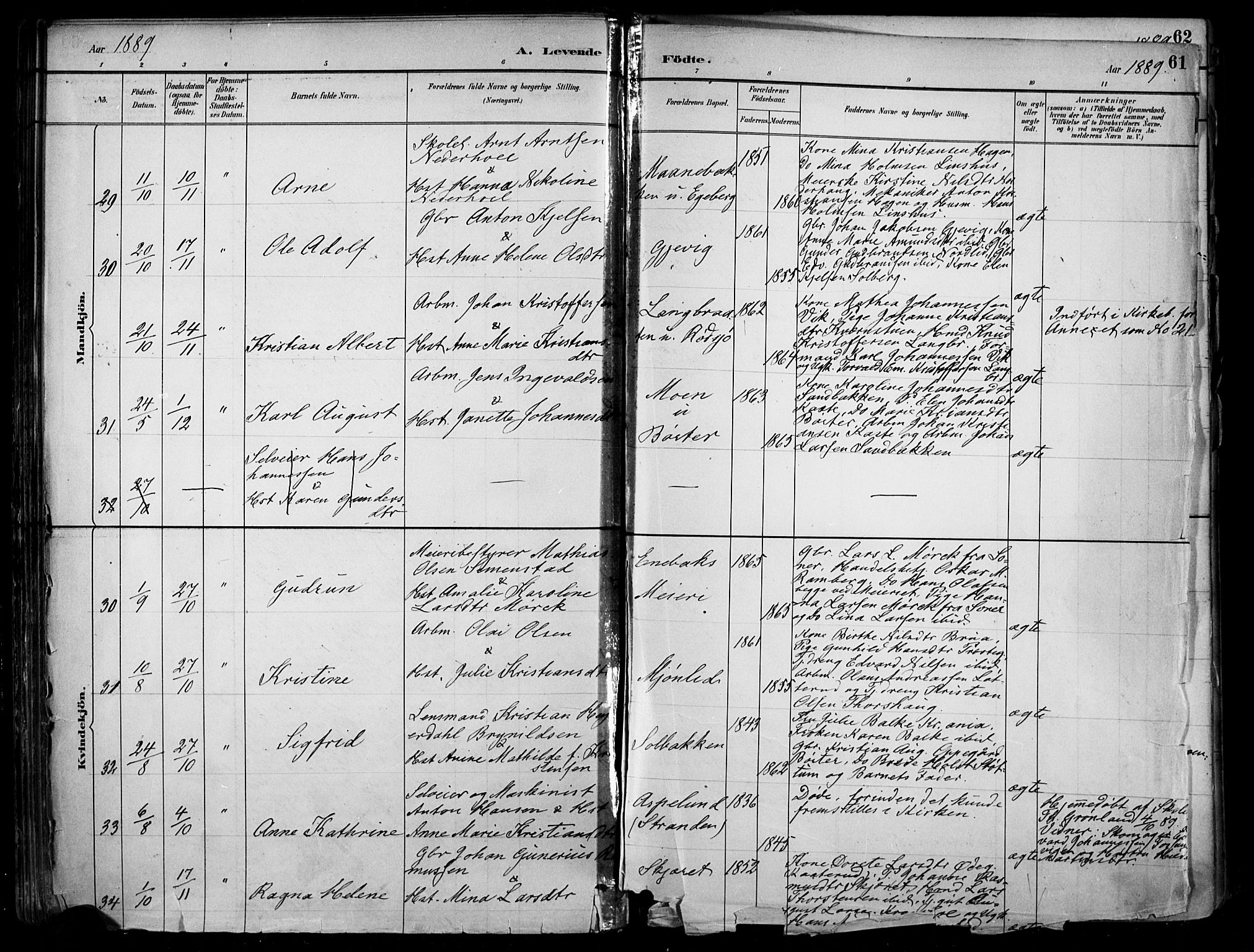 Enebakk prestekontor Kirkebøker, SAO/A-10171c/F/Fa/L0016: Parish register (official) no. I 16, 1883-1898, p. 61