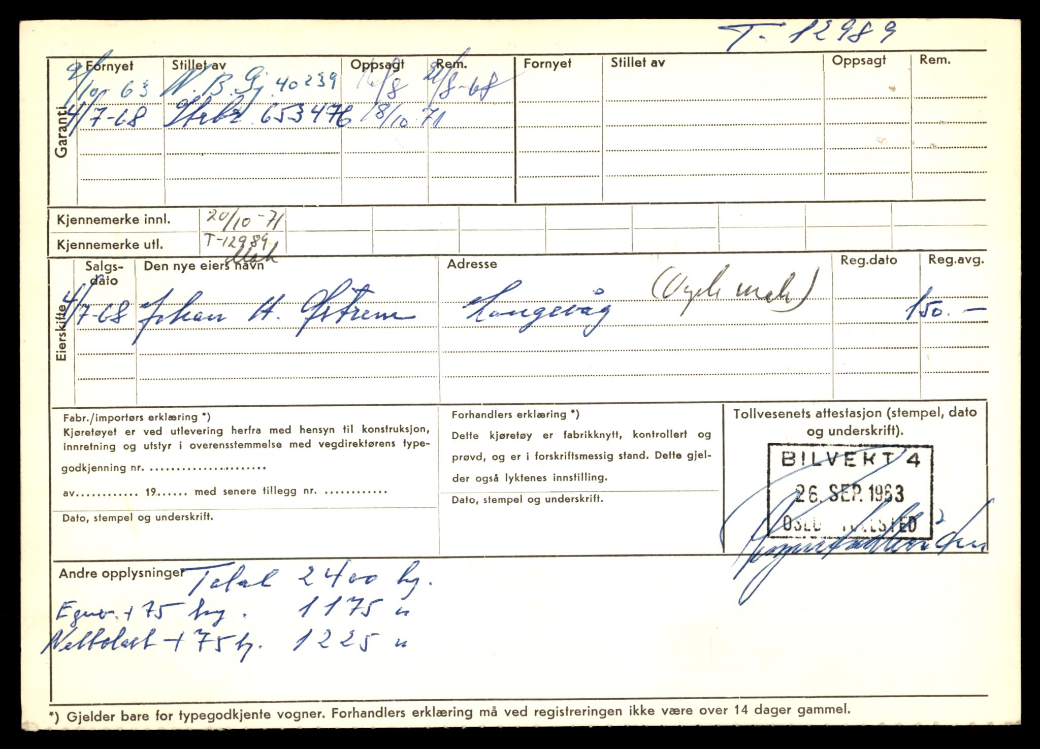 Møre og Romsdal vegkontor - Ålesund trafikkstasjon, AV/SAT-A-4099/F/Fe/L0036: Registreringskort for kjøretøy T 12831 - T 13030, 1927-1998, p. 2336