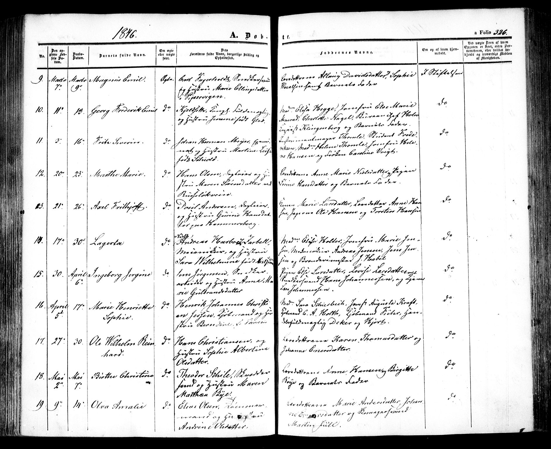 Oslo domkirke Kirkebøker, SAO/A-10752/F/Fa/L0013: Parish register (official) no. 13, 1844-1864, p. 326