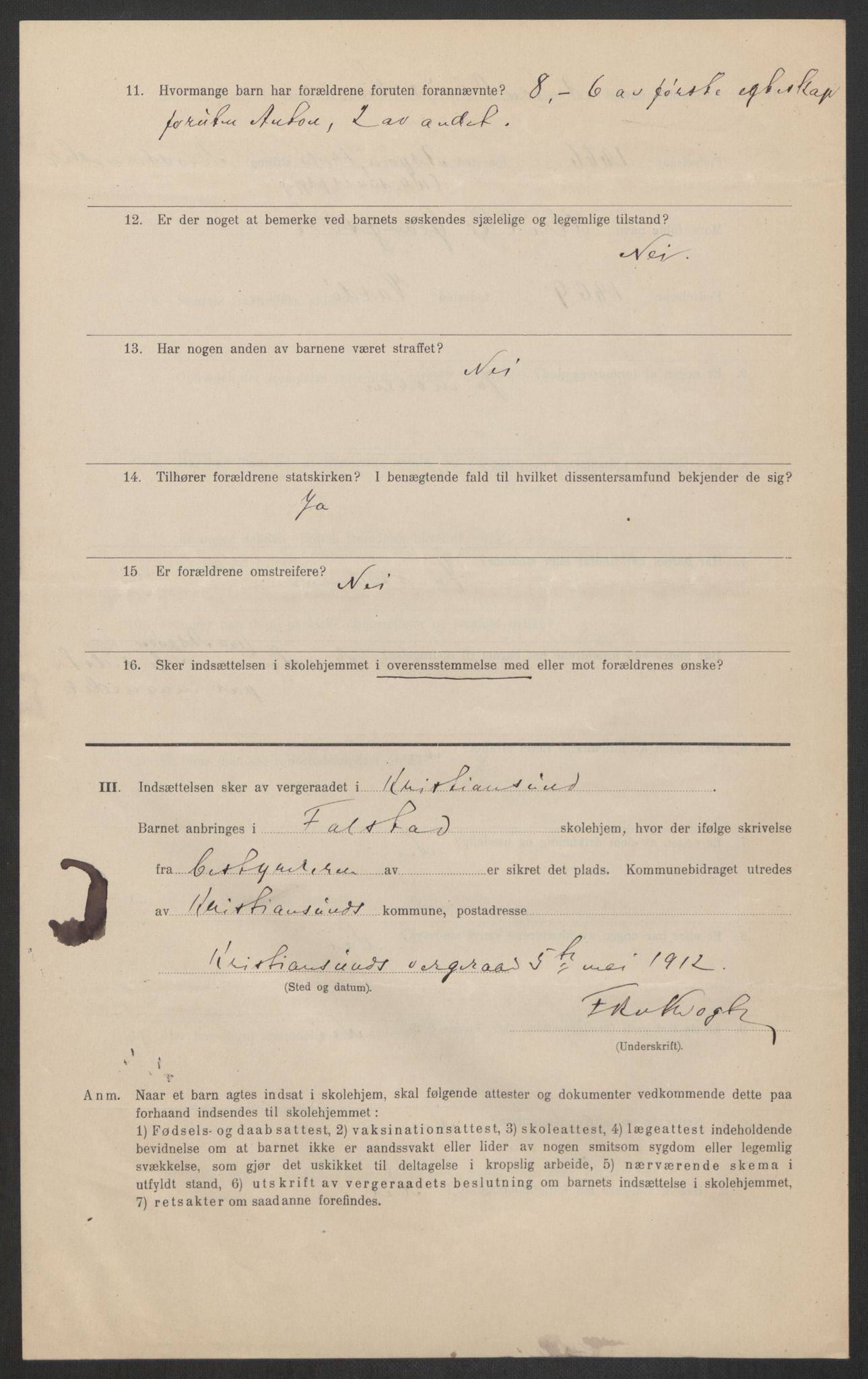 Falstad skolehjem, RA/S-1676/E/Eb/L0011: Elevmapper løpenr.. 240-260, 1911-1918, p. 289