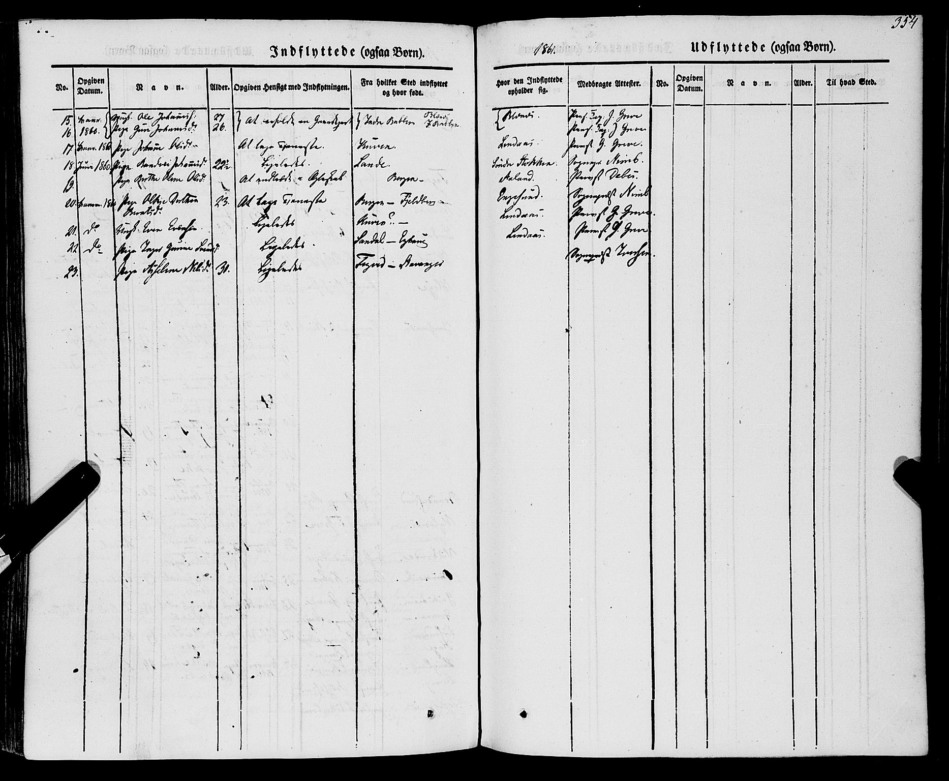 Stord sokneprestembete, SAB/A-78201/H/Haa: Parish register (official) no. A 7, 1841-1861, p. 354