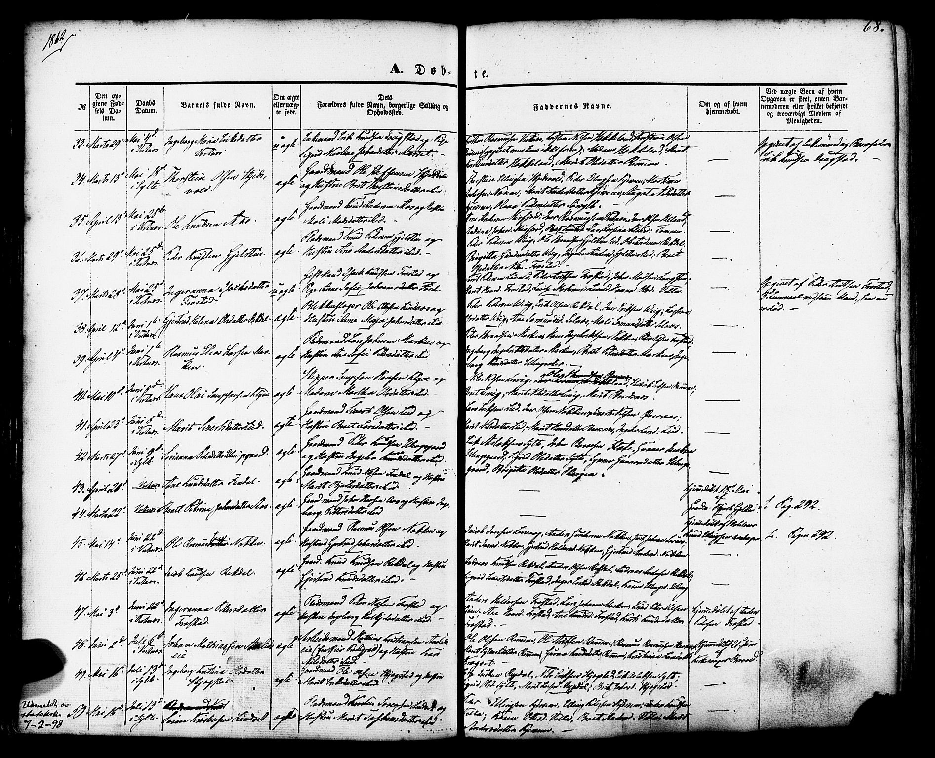 Ministerialprotokoller, klokkerbøker og fødselsregistre - Møre og Romsdal, AV/SAT-A-1454/539/L0529: Parish register (official) no. 539A02, 1848-1872, p. 68