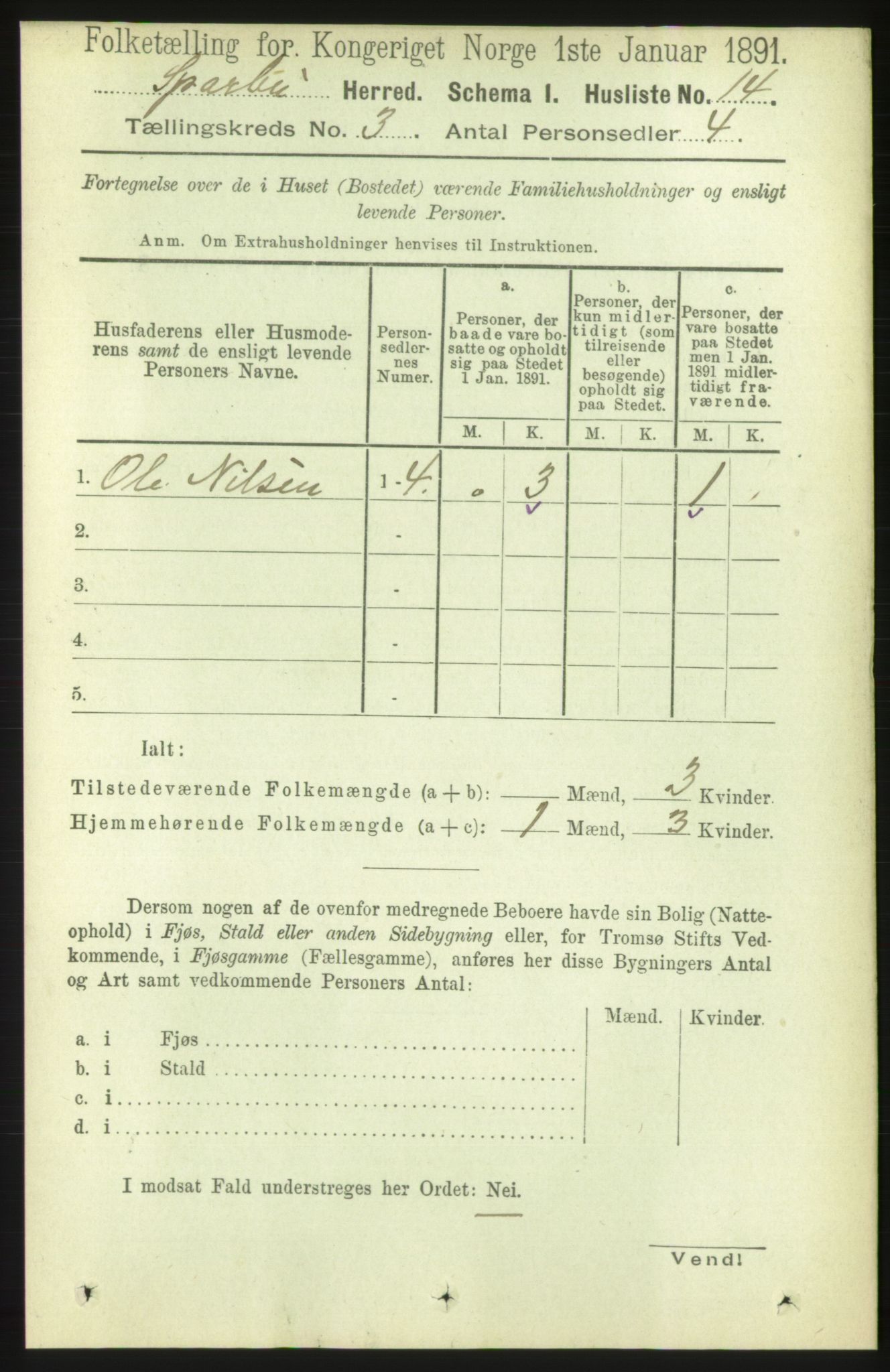 RA, 1891 census for 1731 Sparbu, 1891, p. 809