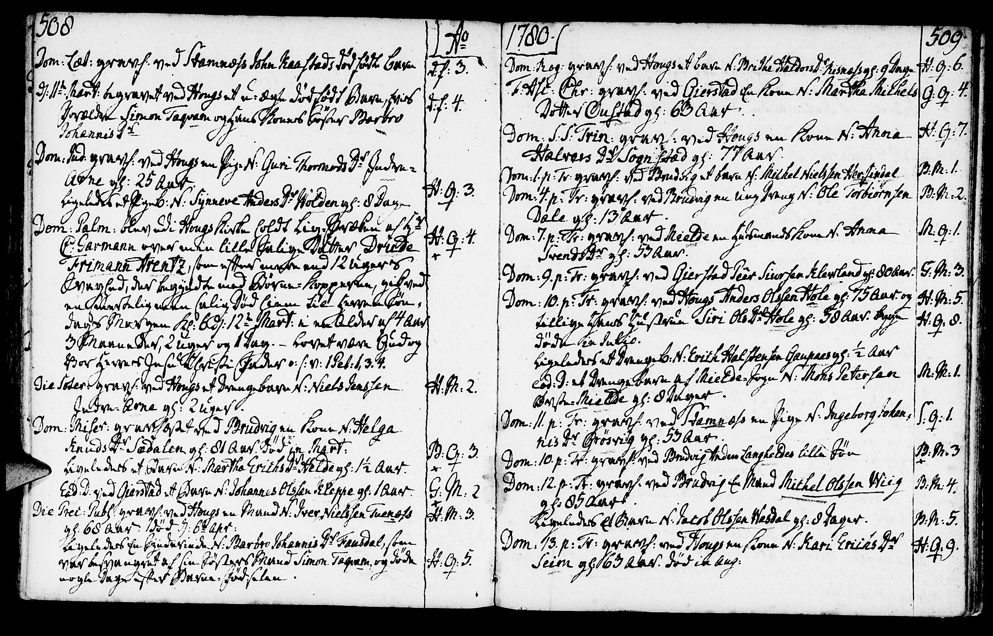 Haus sokneprestembete, AV/SAB-A-75601/H/Haa: Parish register (official) no. A 9, 1767-1781, p. 508-509