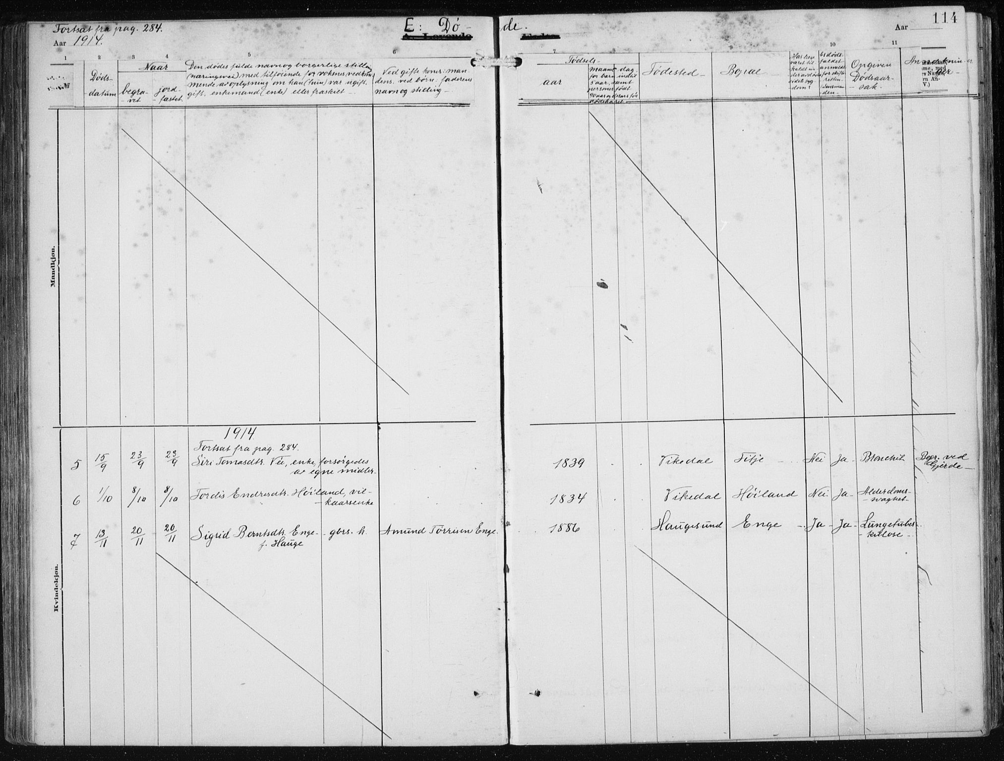 Etne sokneprestembete, SAB/A-75001/H/Haa: Parish register (official) no. B  1, 1879-1919, p. 114
